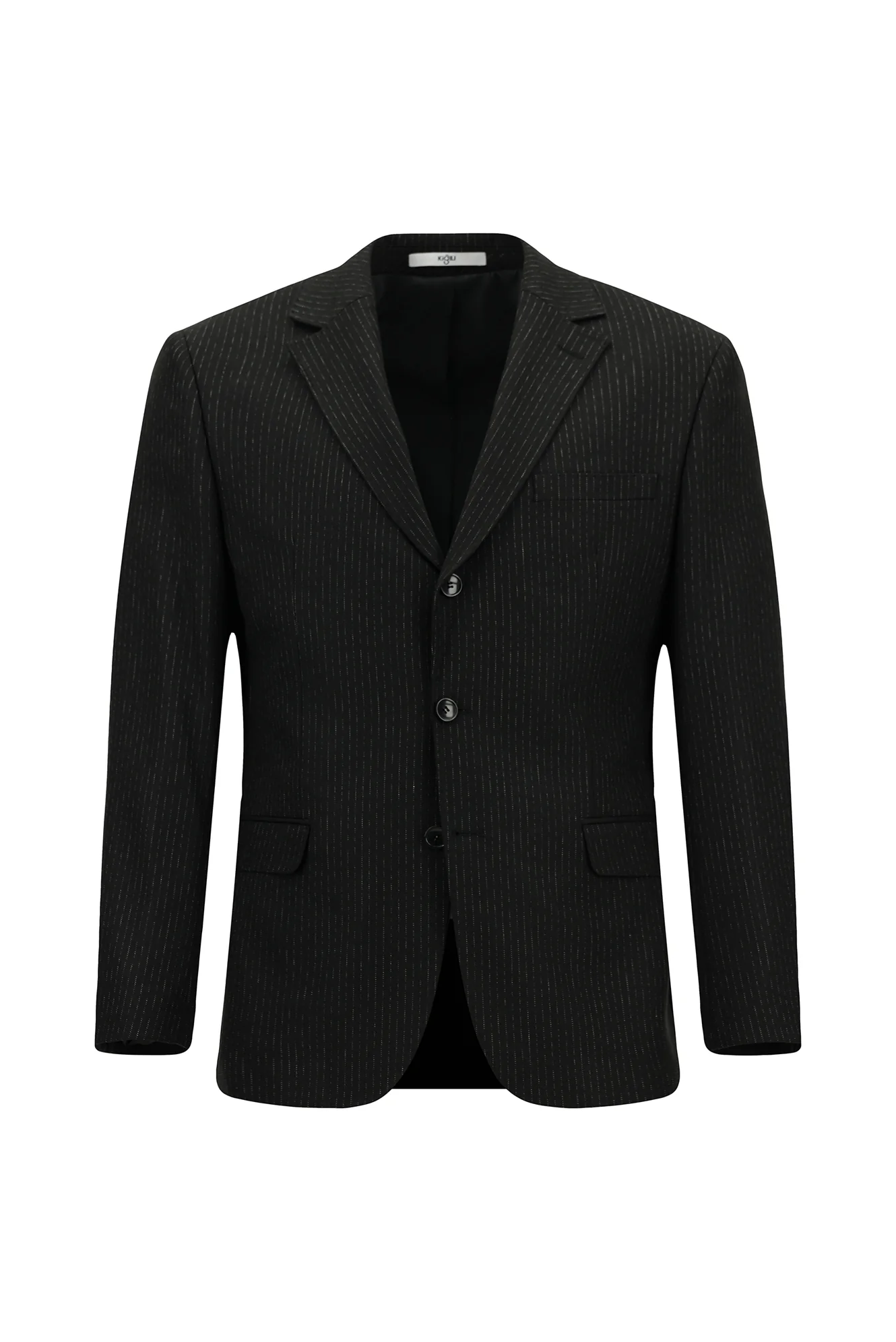 Siyah 6 Drop Regular Fit Standart Kesim Çizgili Takım Elbise - Image 7