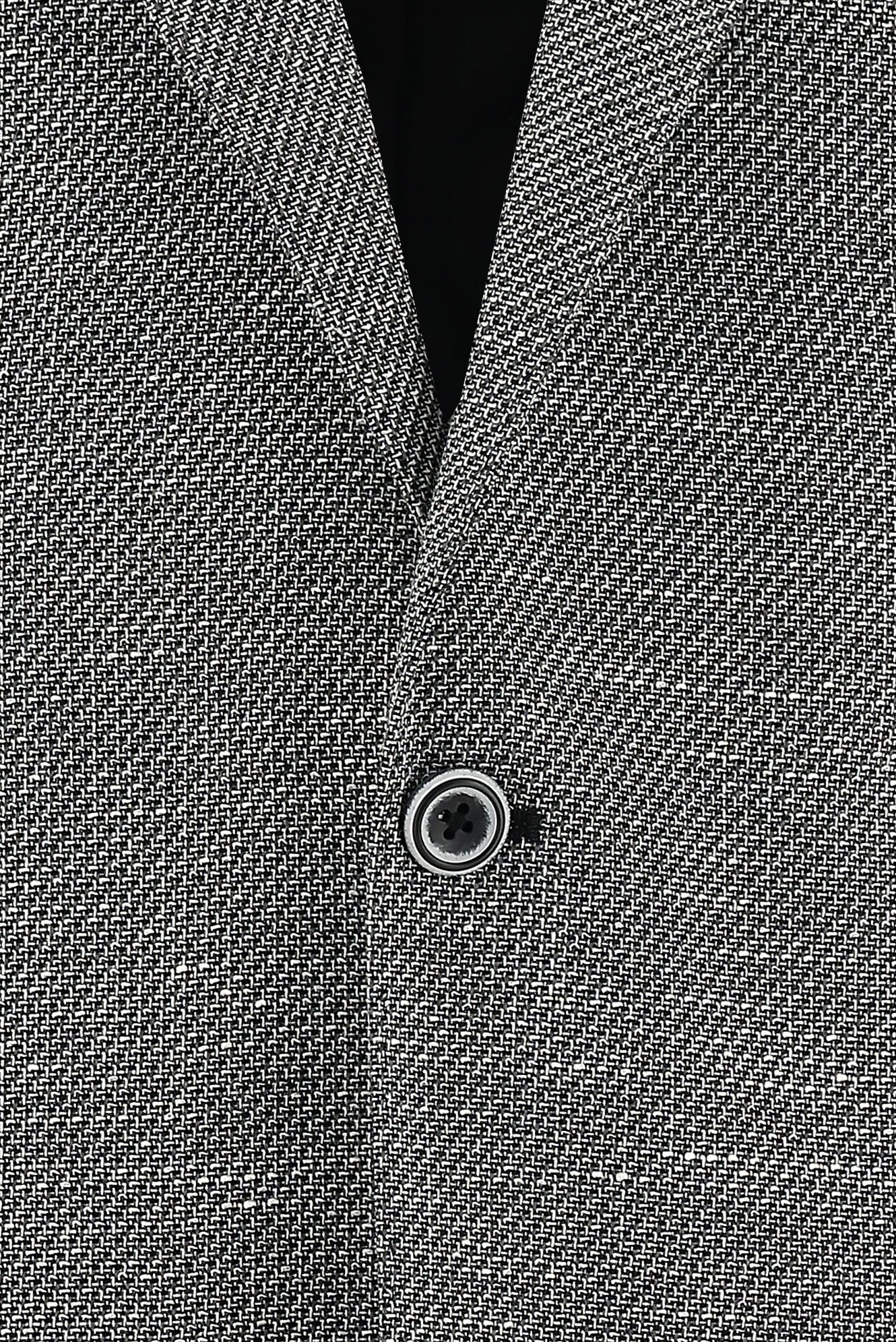 Siyah 6 Drop Regular Fit Standart Kesim Desenli Keten Karışımlı Ceket - Image 3