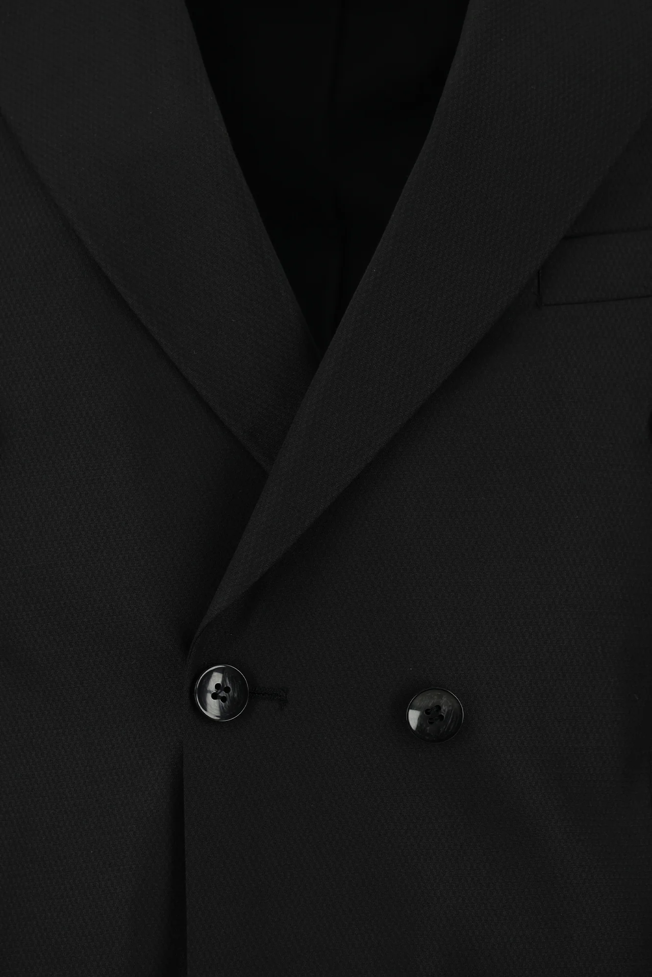 Siyah 6 Drop Regular Fit Standart Kesim Desenli Kruvaze Takım Elbise - Image 4