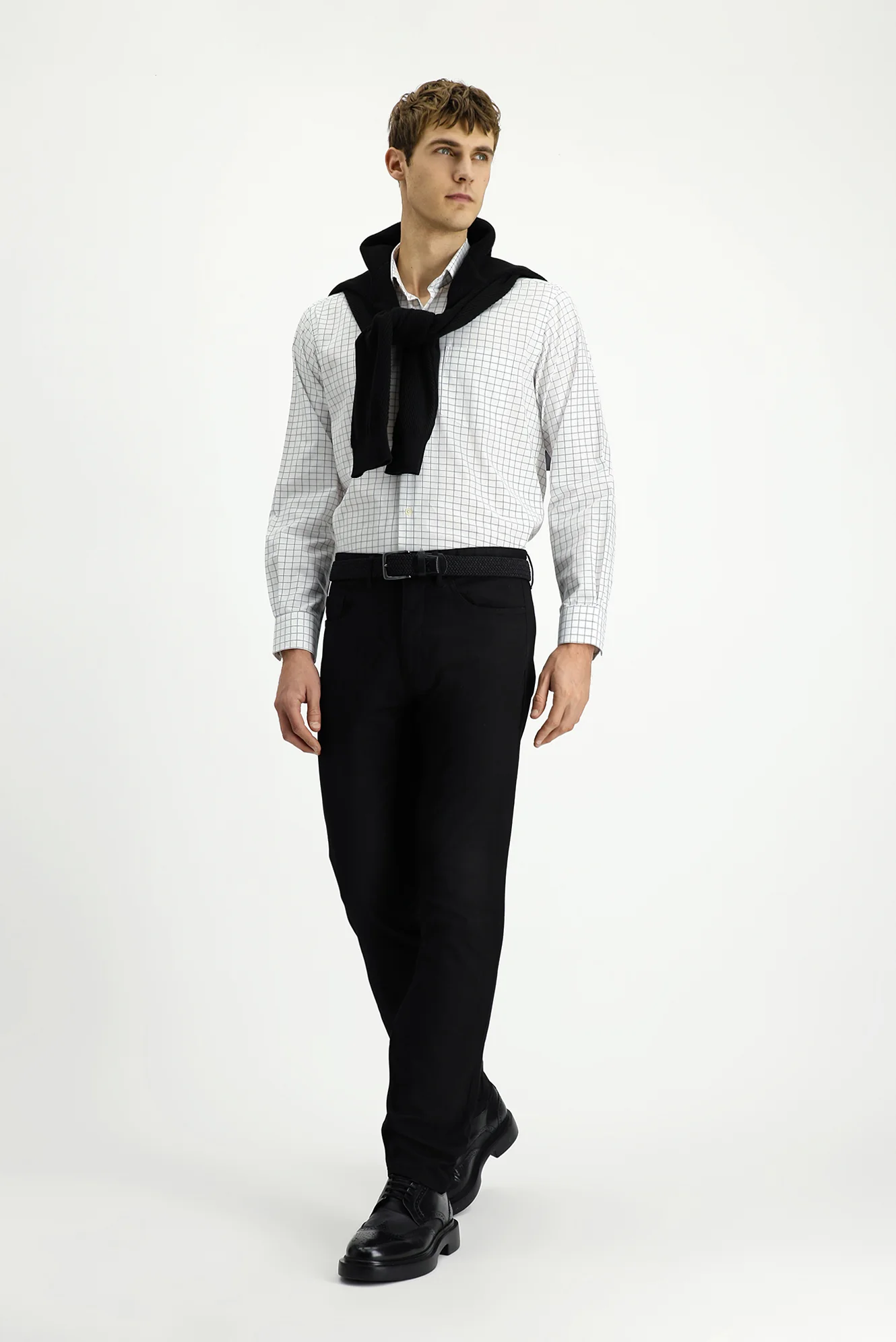 Siyah Regular Fit Standart Kesim Desenli Likralı Kanvas / Chino Pantolon - Image 2
