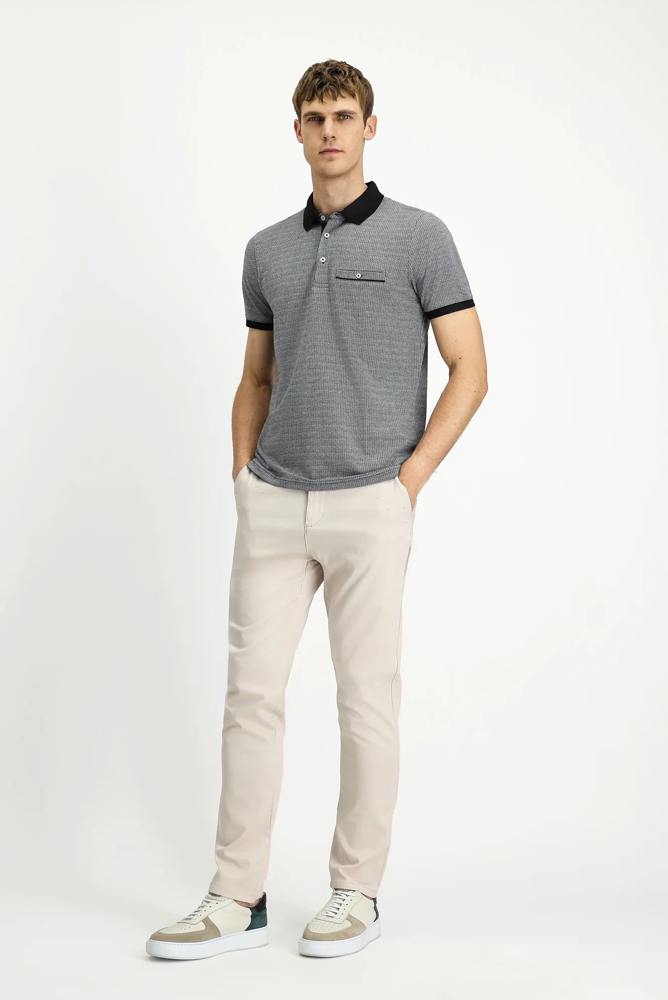 Siyah Regular Fit Desenli Pamuklu Cepli Polo Yaka Tişört - Image 2