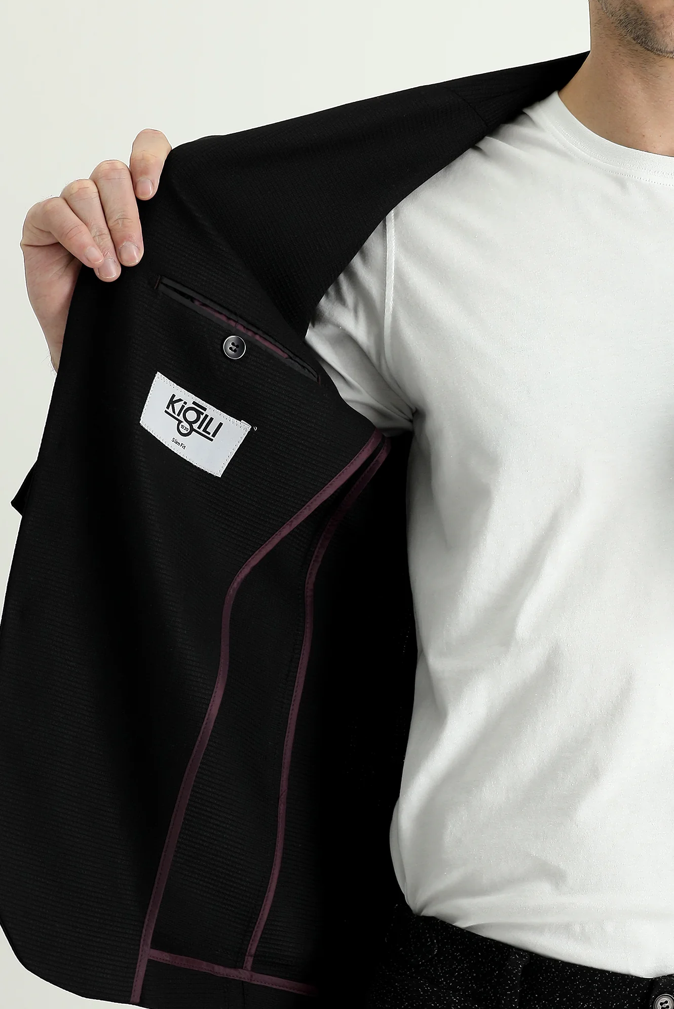 Siyah 6 Drop Regular Fit Standart Kesim Desenli Spor Ceket - Image 5