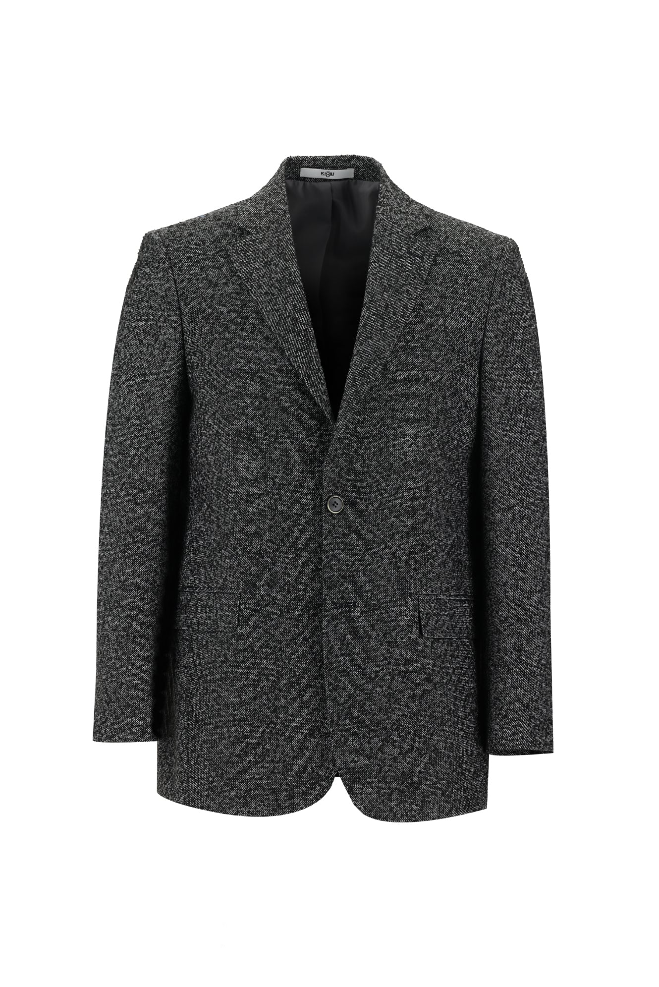 Siyah 6 Drop Regular Fit Standart Kesim Desenli Yünlü Ceket