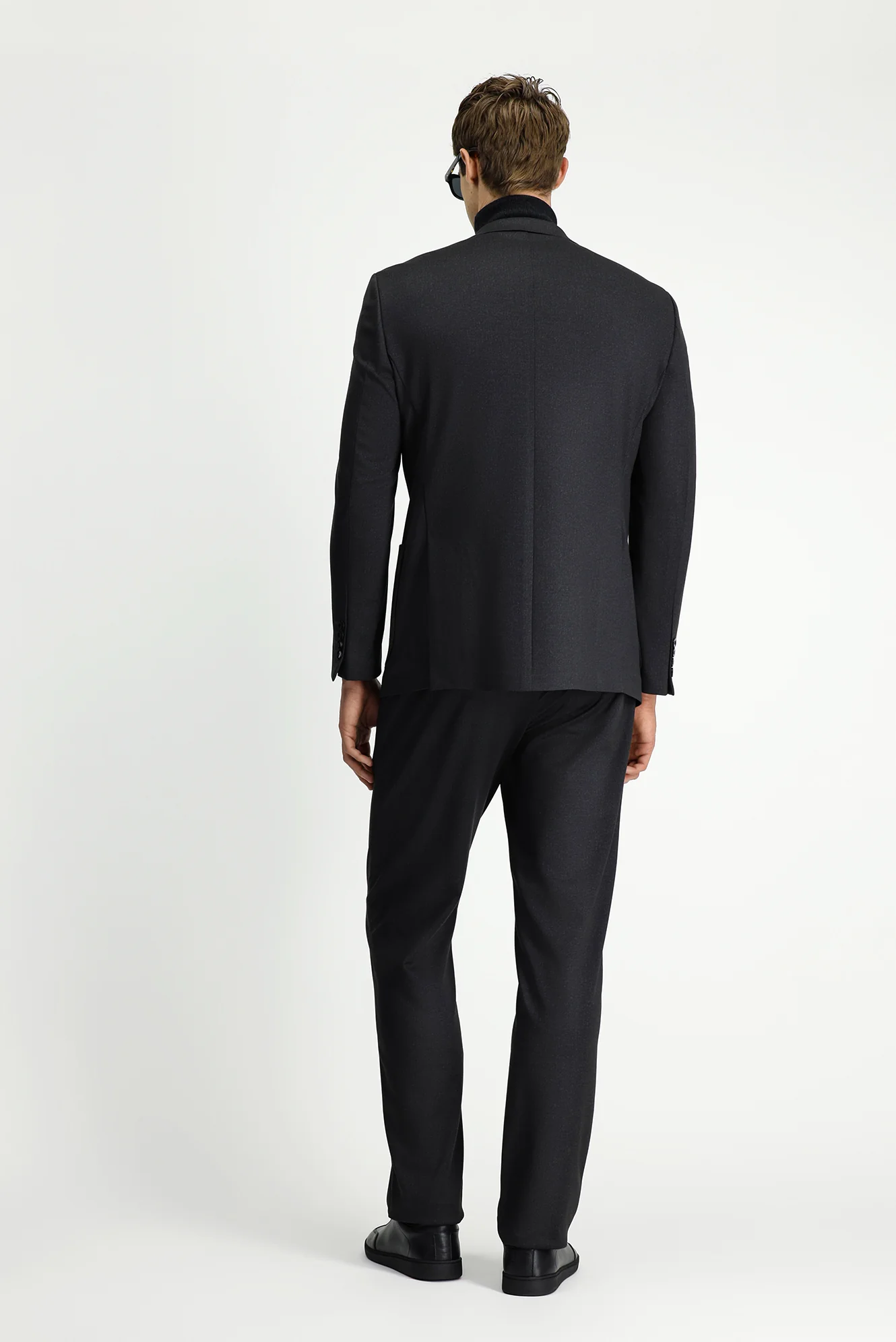 Siyah 6 Drop Regular Fit Standart Kesim Desenli Beli Lastikli İpli Takım Elbise - Image 5