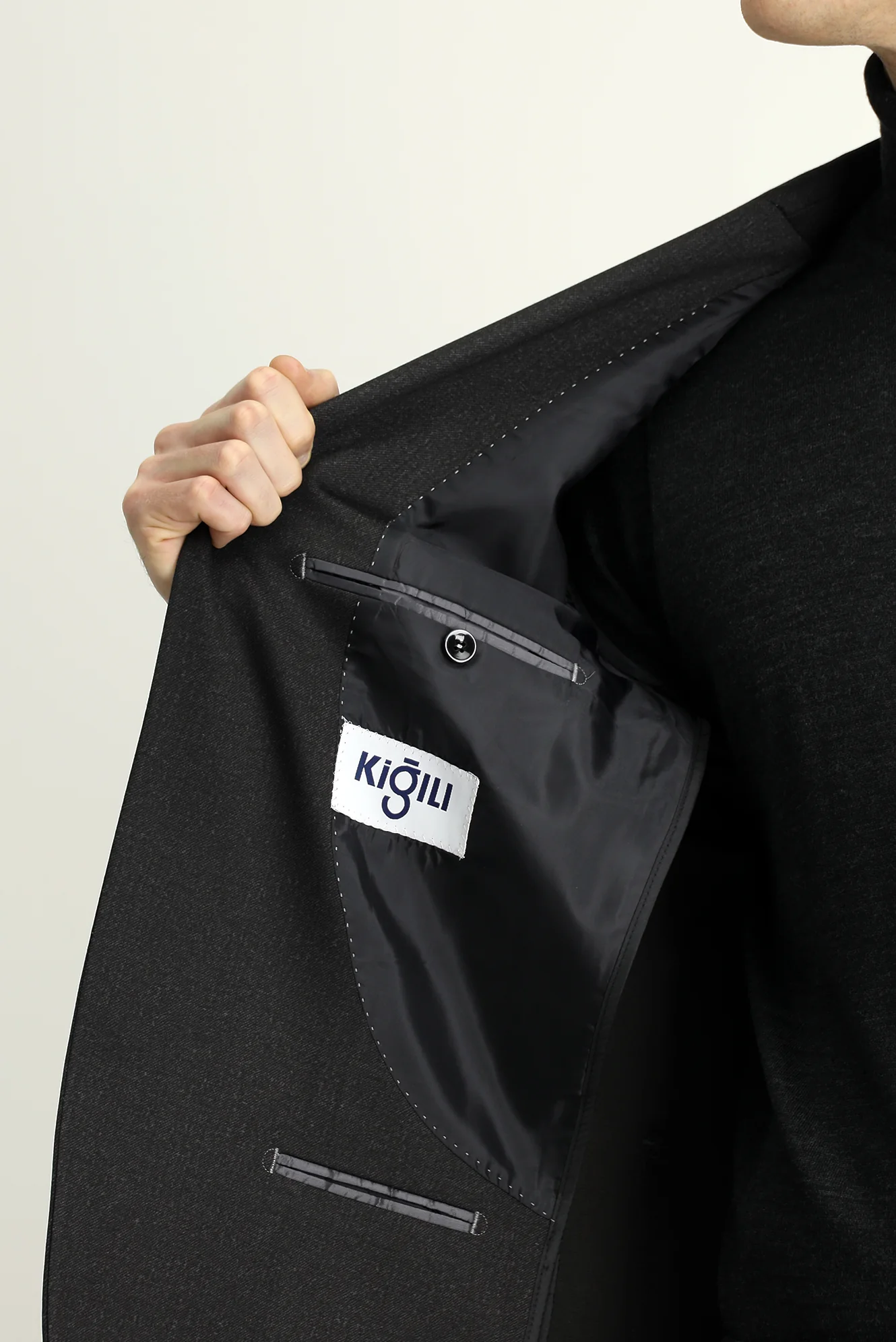 Siyah 6 Drop Regular Fit Standart Kesim Desenli Beli Lastikli İpli Takım Elbise - Image 6
