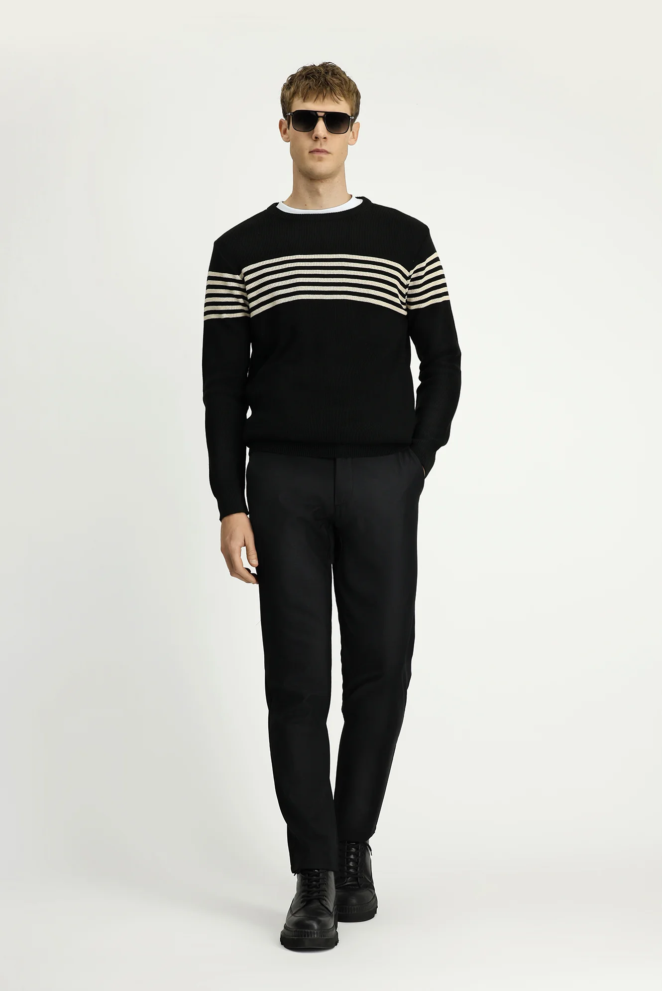 Siyah Regular Fit Standart Kesim Likralı Kanvas / Chino Pantolon - Image 3