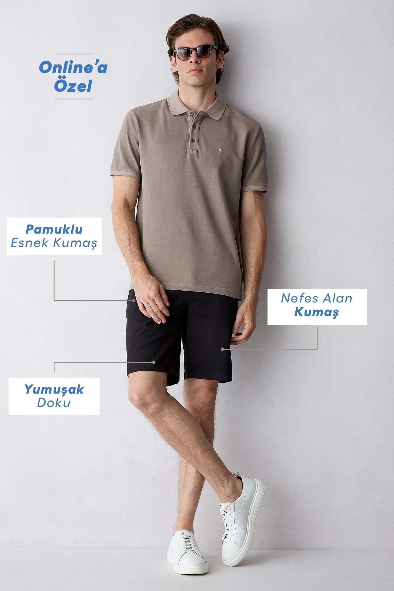 Siyah Regular Fit Standart Kesim Yan Cepli Pamuklu Bermuda Şort