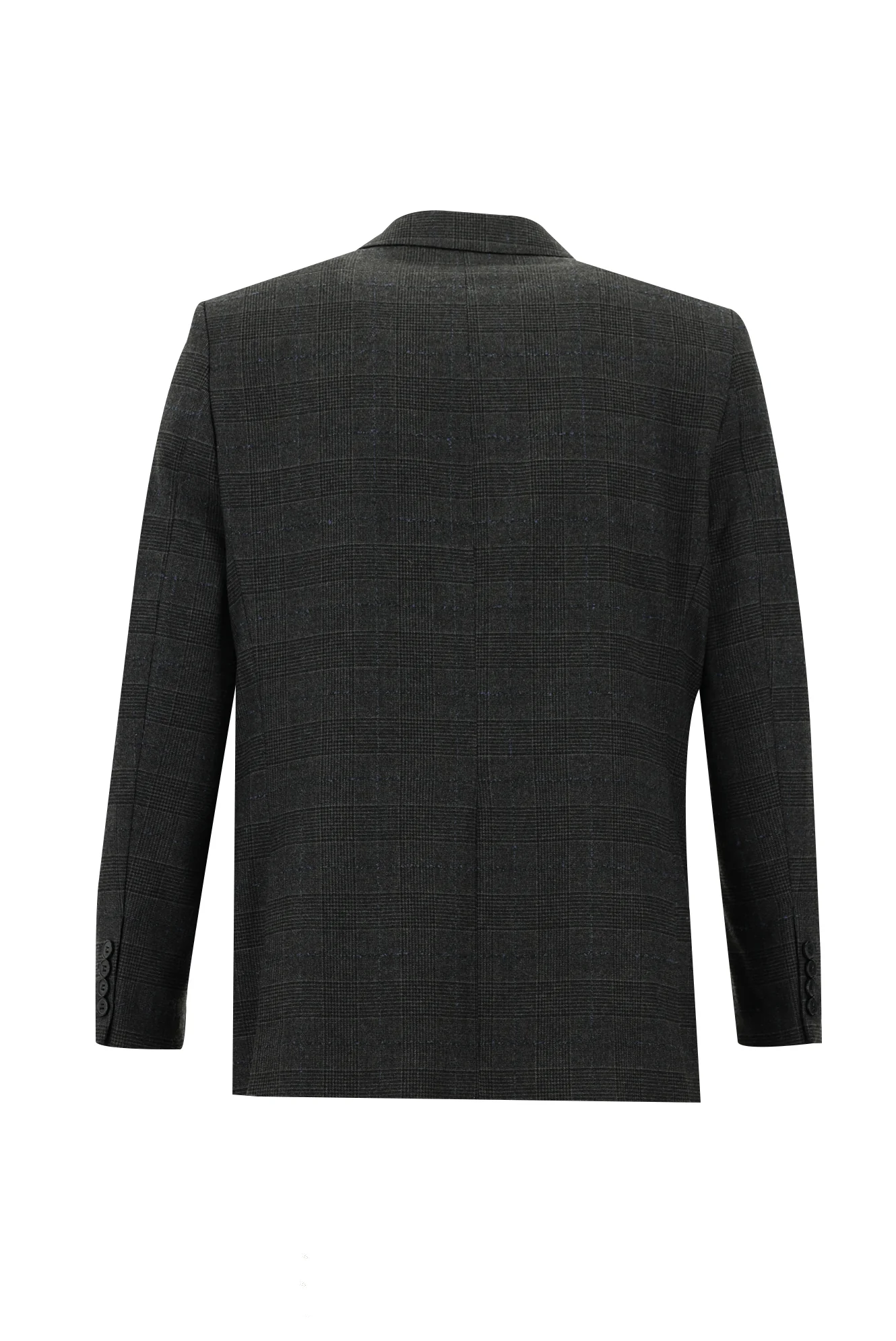Siyah 6 Drop Regular Fit Standart Kesim Ekose Ceket - Image 2
