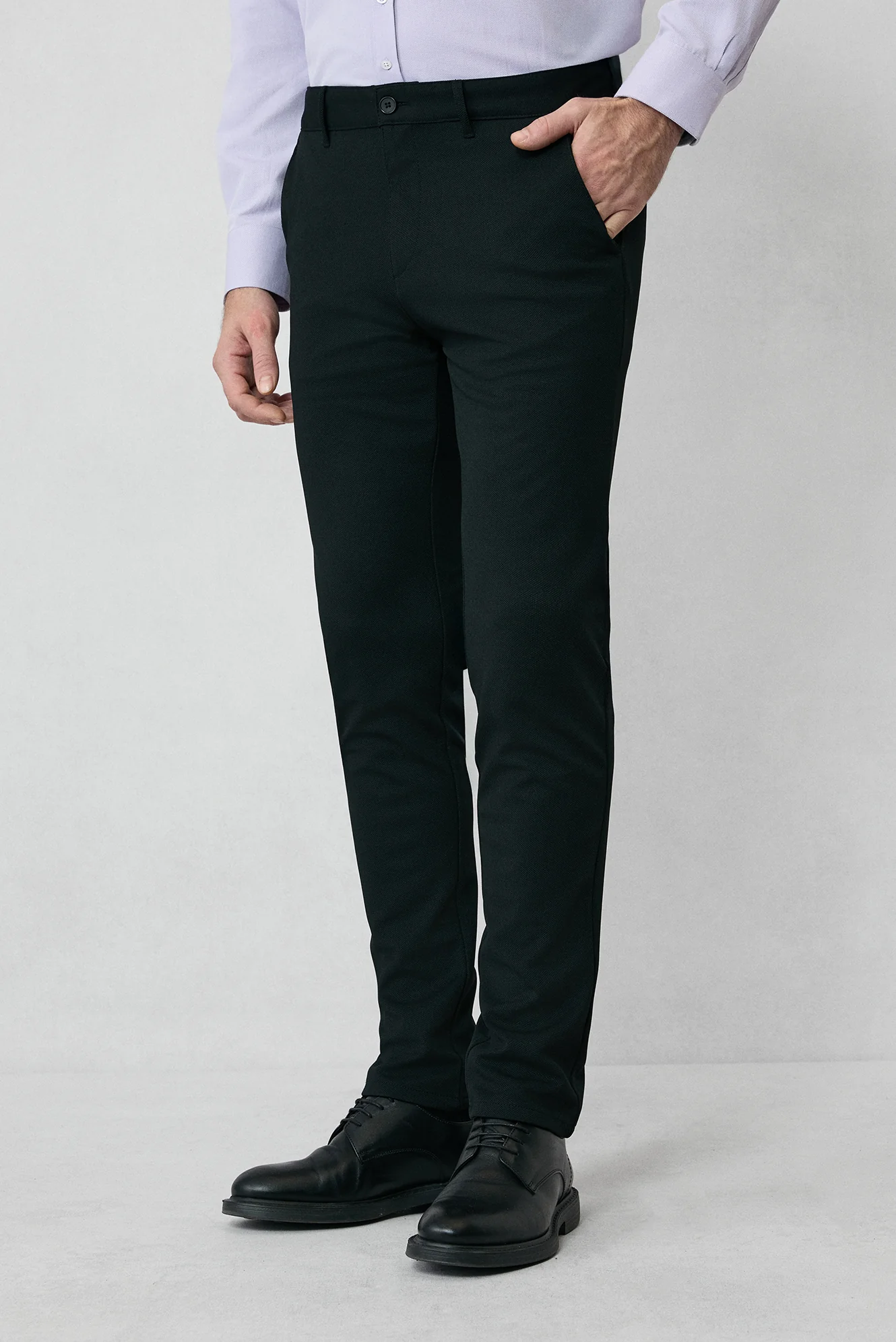 Siyah Regular Fit Standart Kesim 4 Mevsim Esnek Chino Spor Pantolon - Image 4