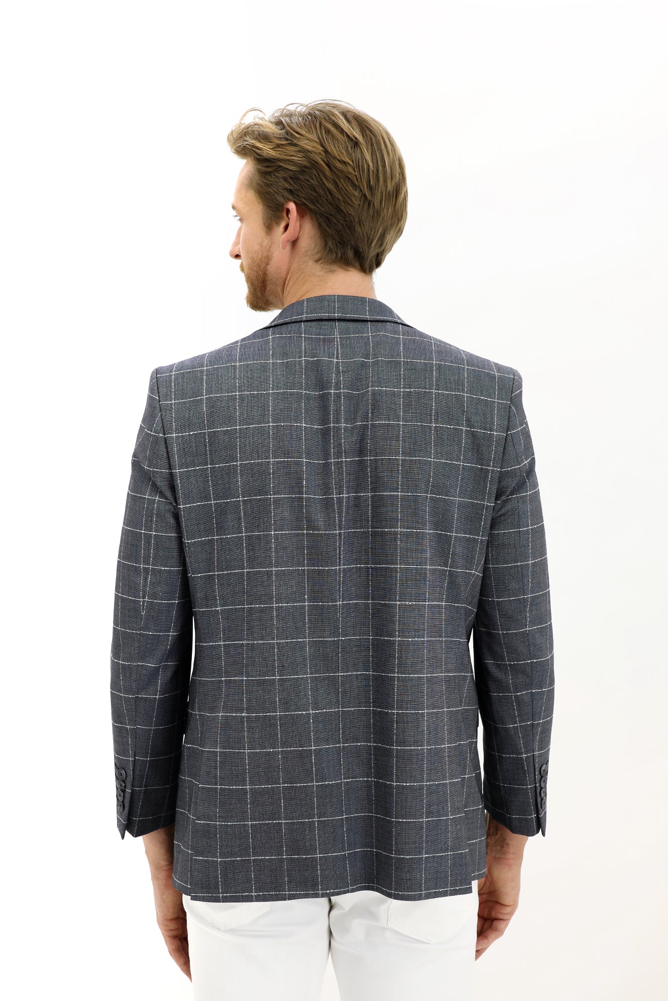 Siyah 6 Drop Regular Fit Standart Kesim Kareli Ceket - Image 5