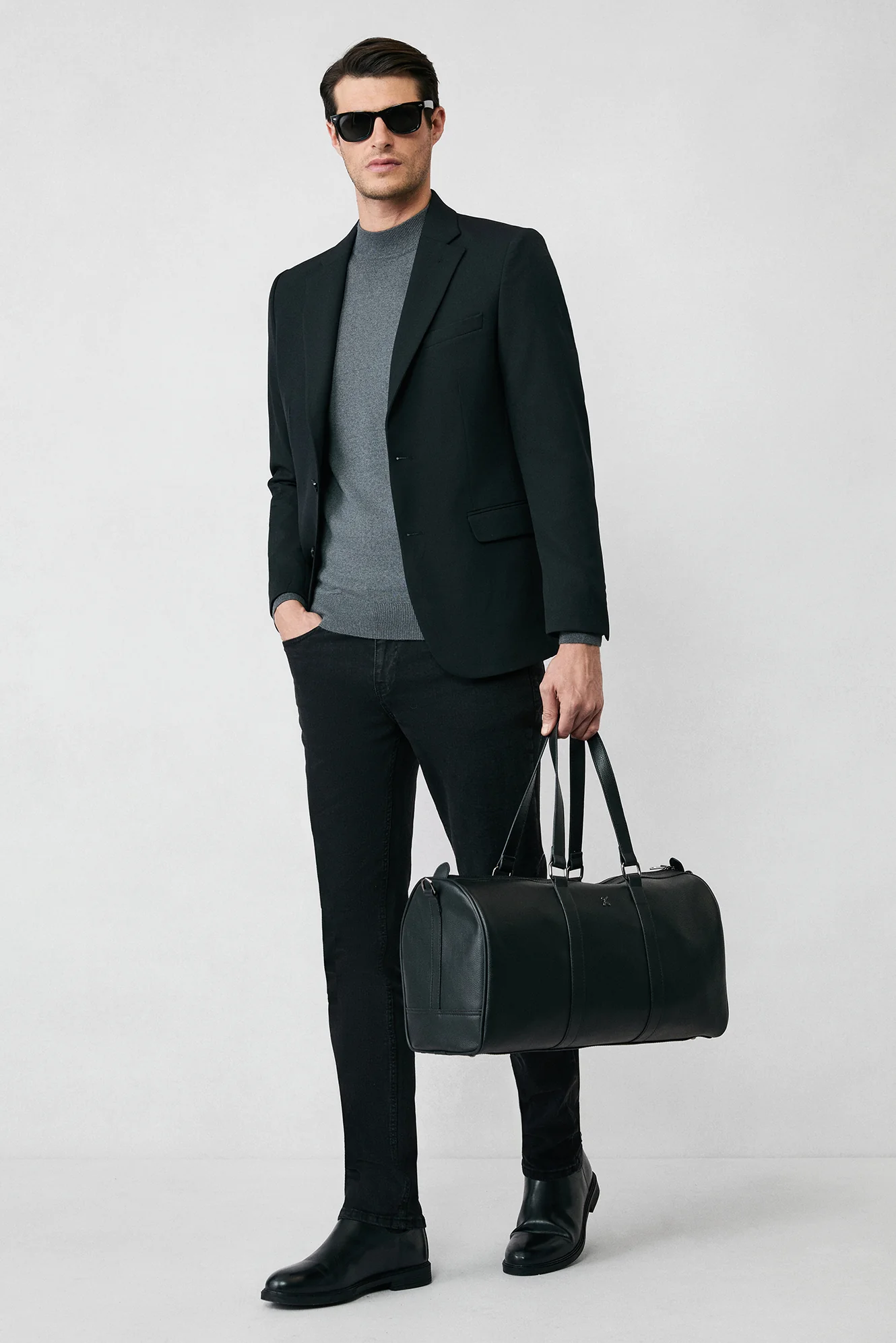 Siyah 6 Drop Regular Fit Standart Kesim Mevsimlik Klasik Ceket - Image 2