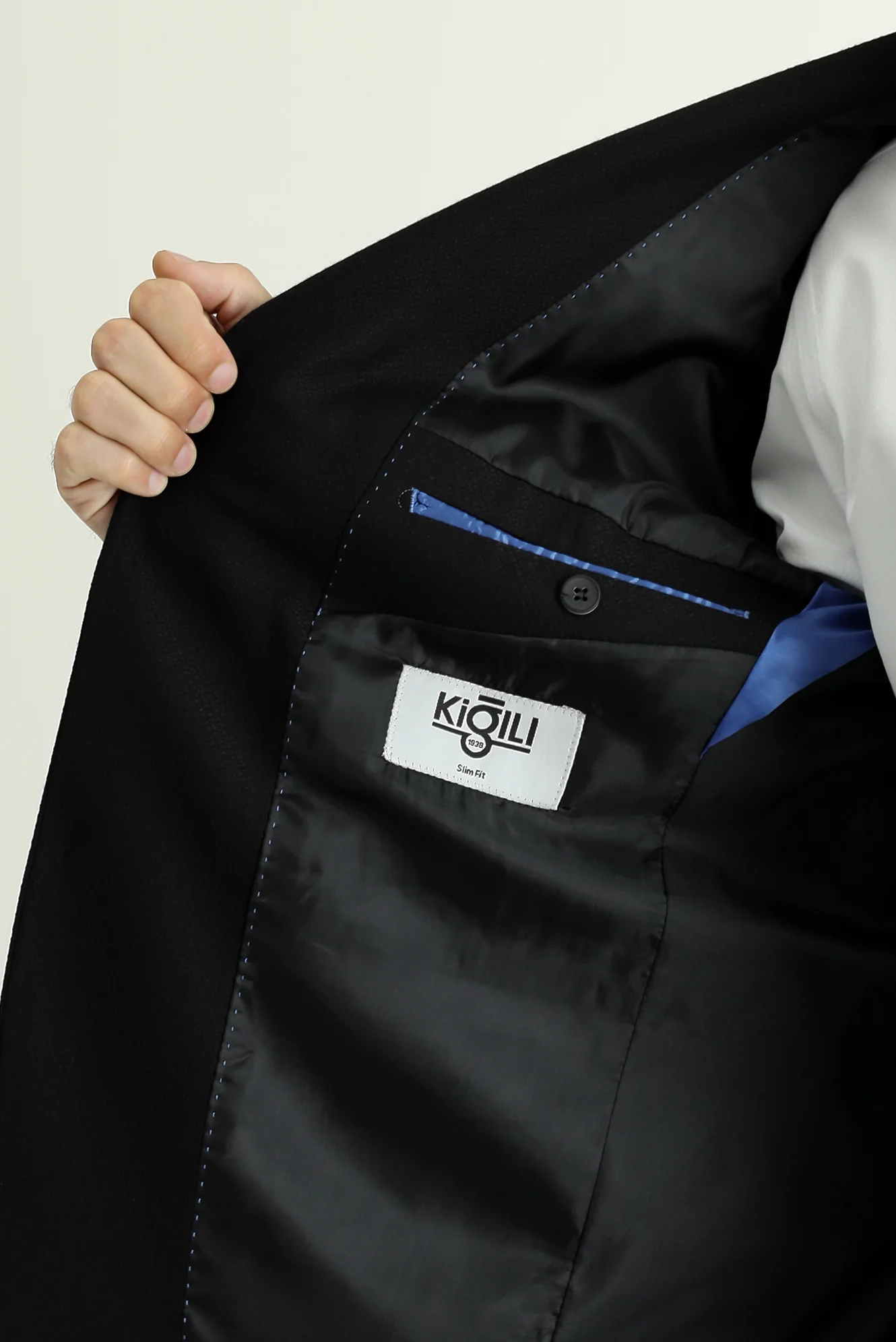 Siyah 6 Drop Regular Fit Standart Kesim Klasik Desenli Ceket - Image 5
