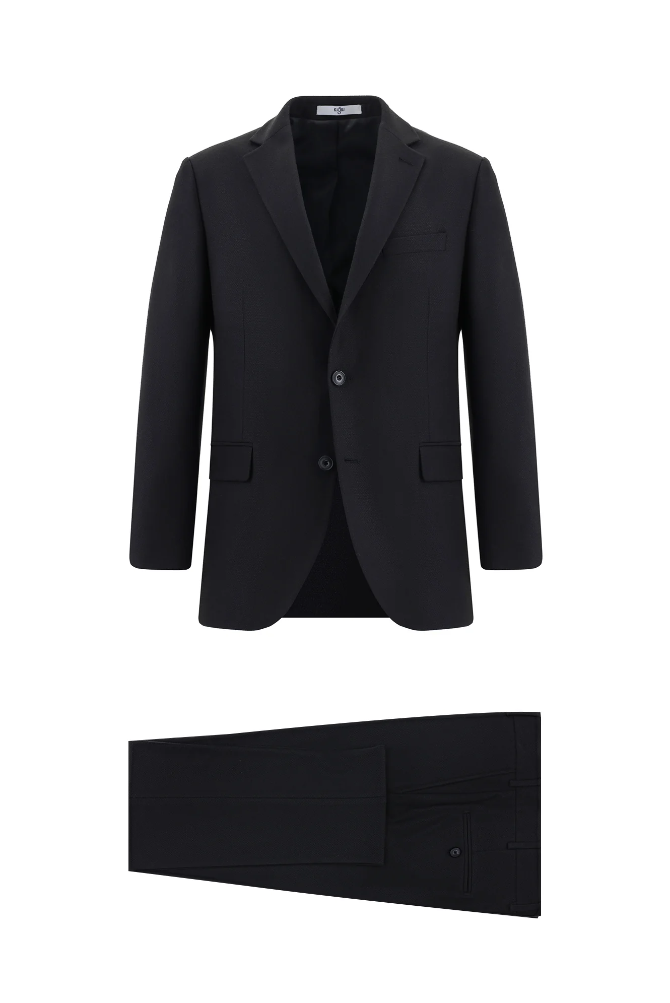 Siyah 6 Drop Regular Fit Standart Kesim Desenli Takım Elbise