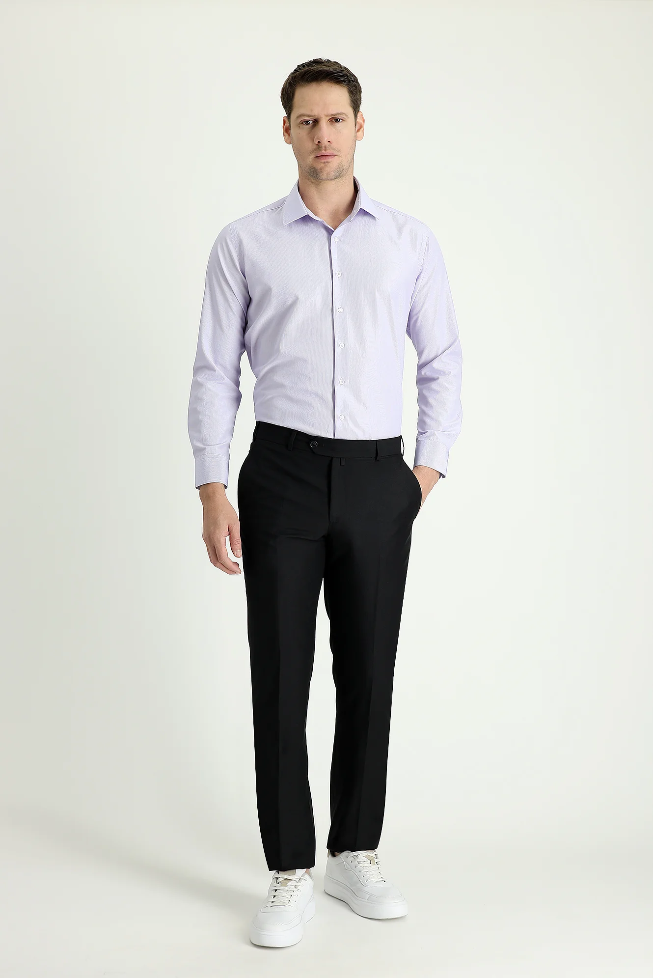 Siyah 6 Drop Regular Fit Standart Kesim Klasik Kumaş Pantolon