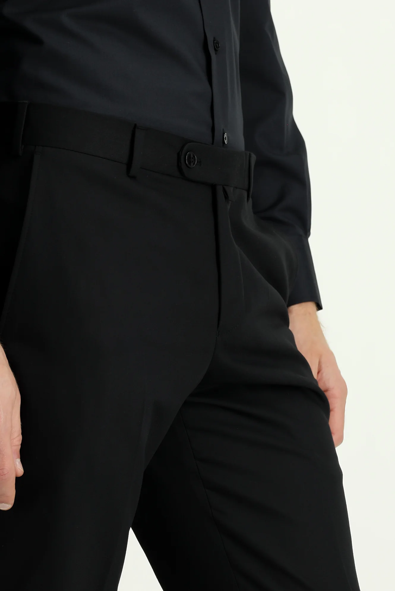 Siyah 6 Drop Regular Fit Standart Kesim Klasik Kumaş Pantolon - Image 5