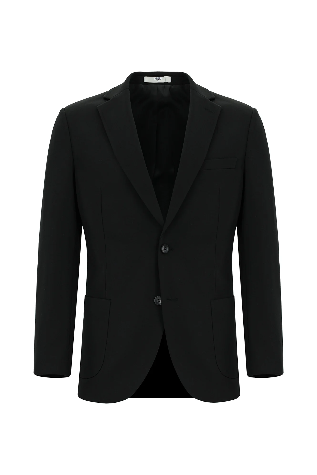 Siyah 6 Drop Regular Fit Standart Kesim Klasik Likralı Örme Ceket - Image 6