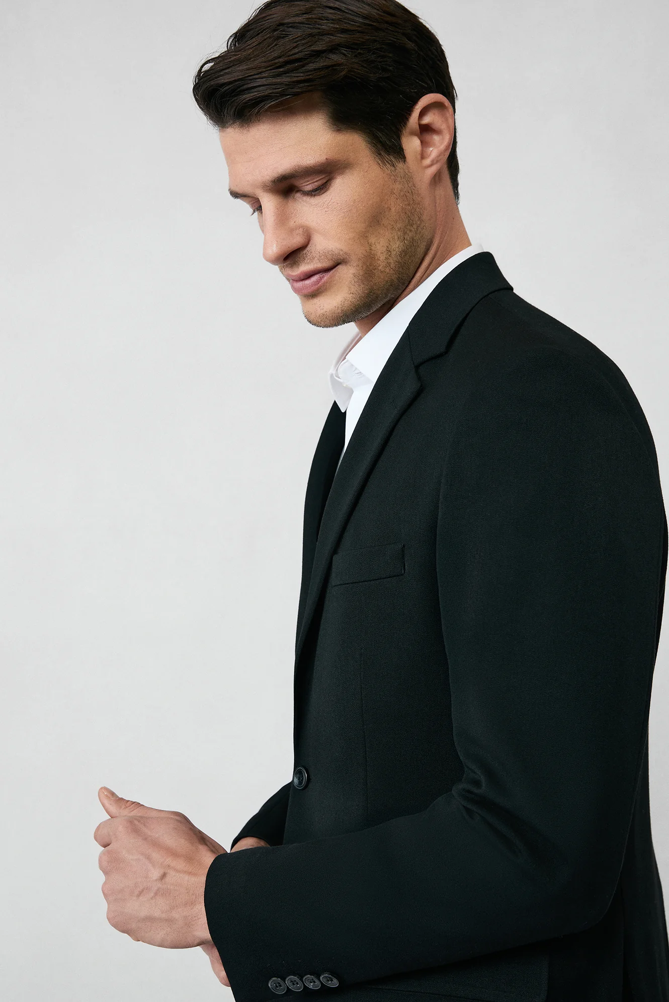 Siyah 6 Drop Regular Fit Standart Kesim Mevsimlik Likralı Esnek Takım Elbise - Image 5