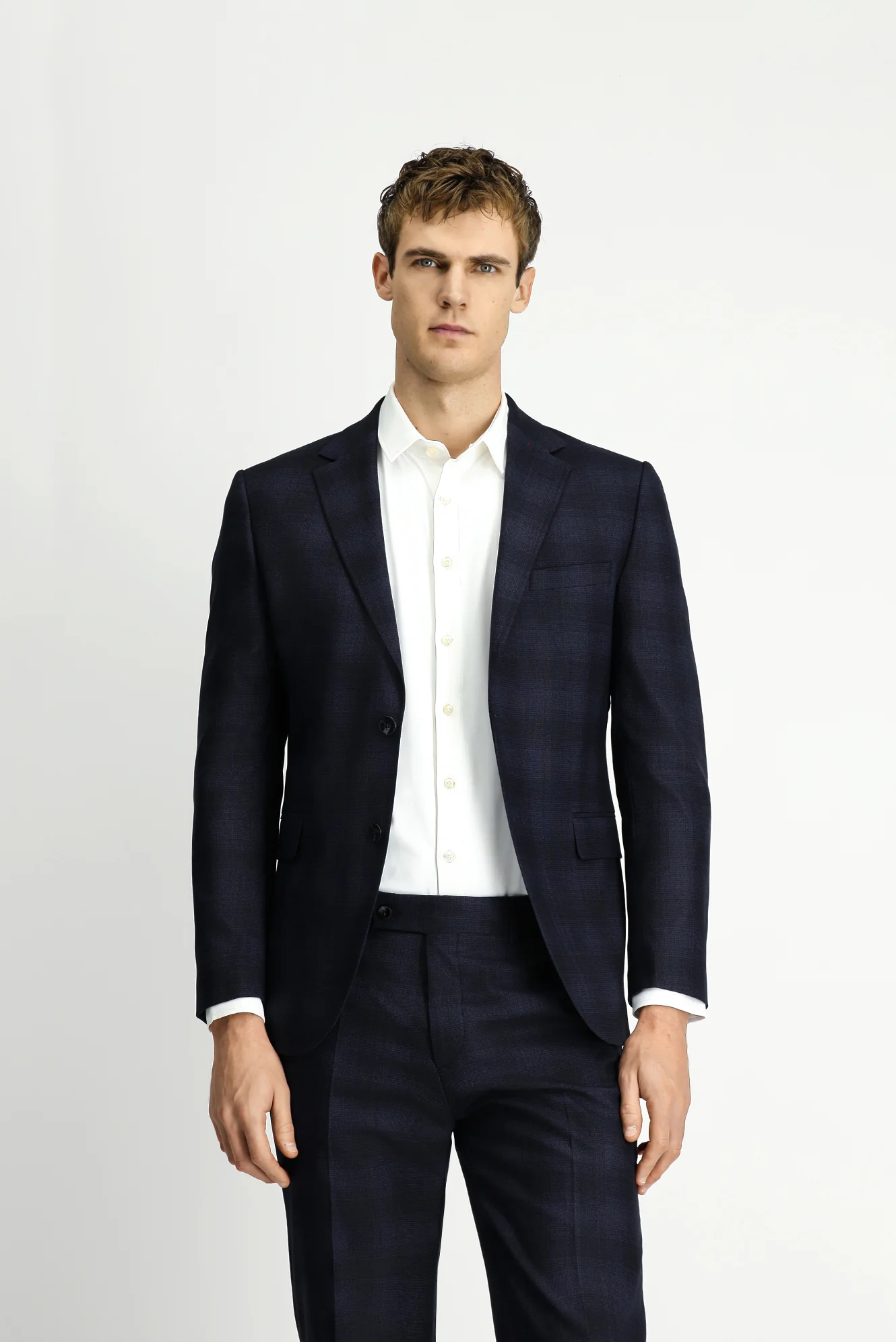 Siyah 4 Drop Relaxed Fit Rahat Kesim Ekose Takım Elbise - Image 4