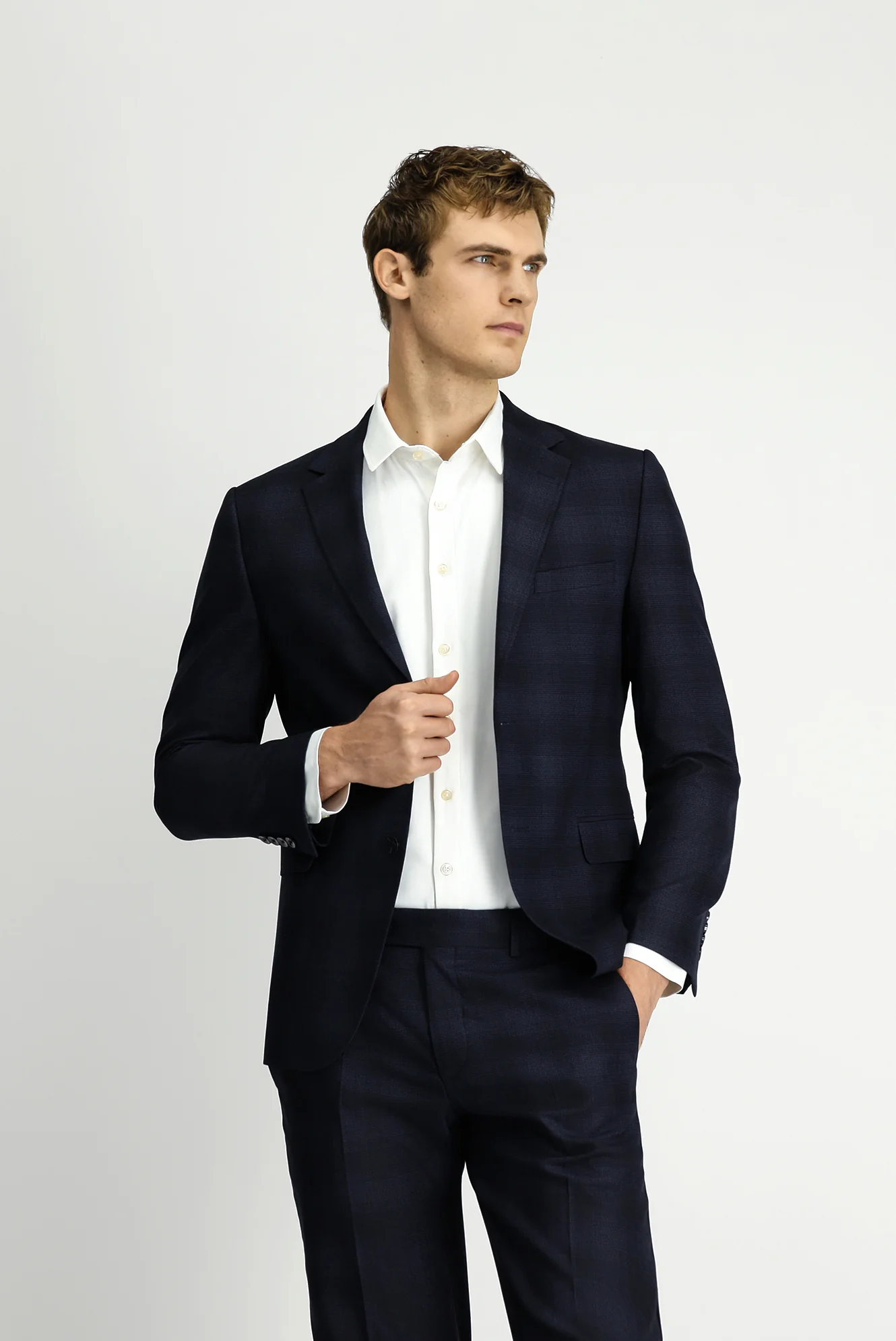 Siyah 7 Drop Slim Fit Dar Kesim Ekose Takım Elbise - Image 3