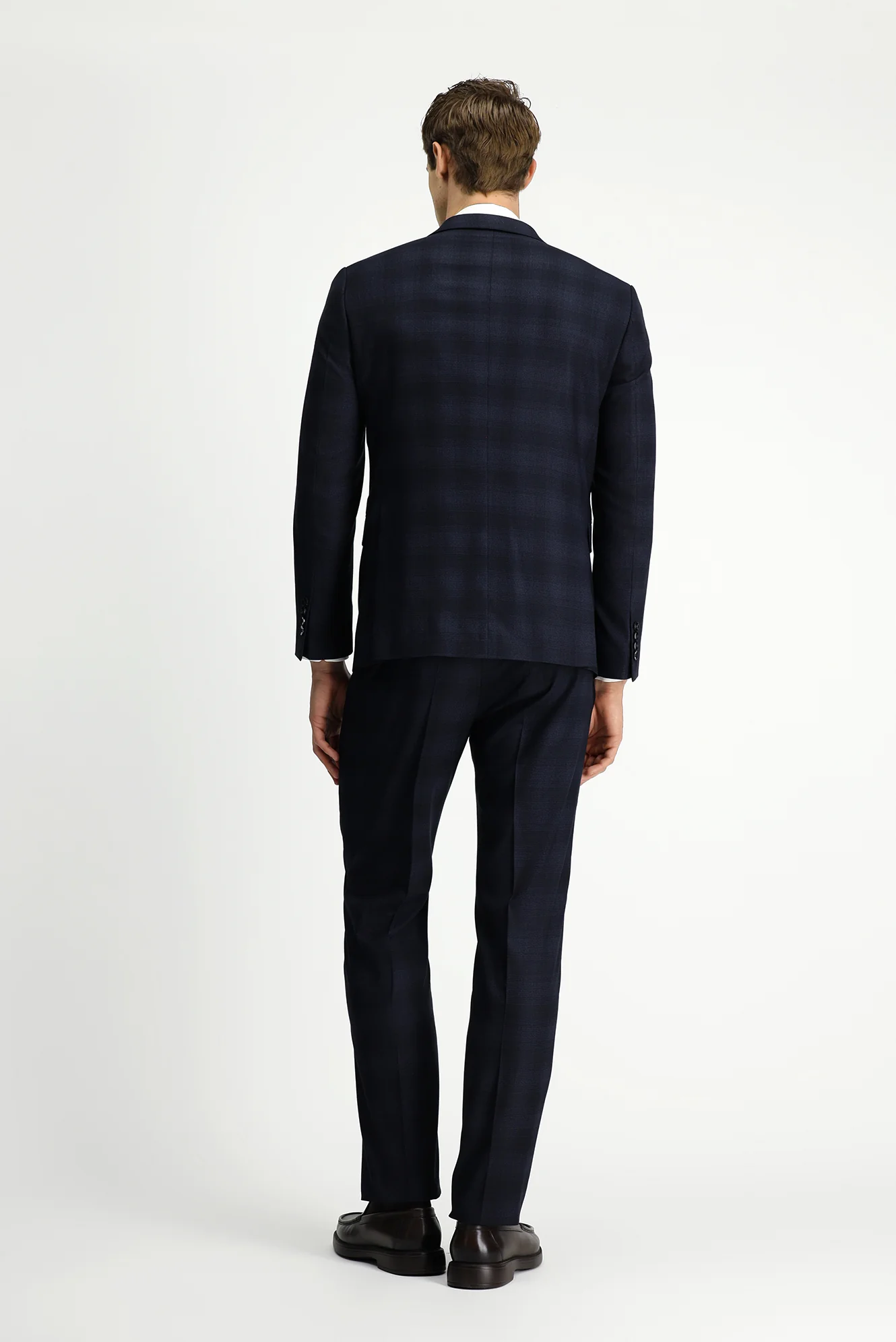 Siyah 7 Drop Slim Fit Dar Kesim Ekose Takım Elbise - Image 5