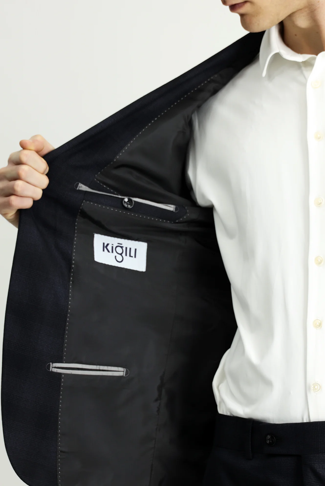 Siyah 7 Drop Slim Fit Dar Kesim Ekose Takım Elbise - Image 6
