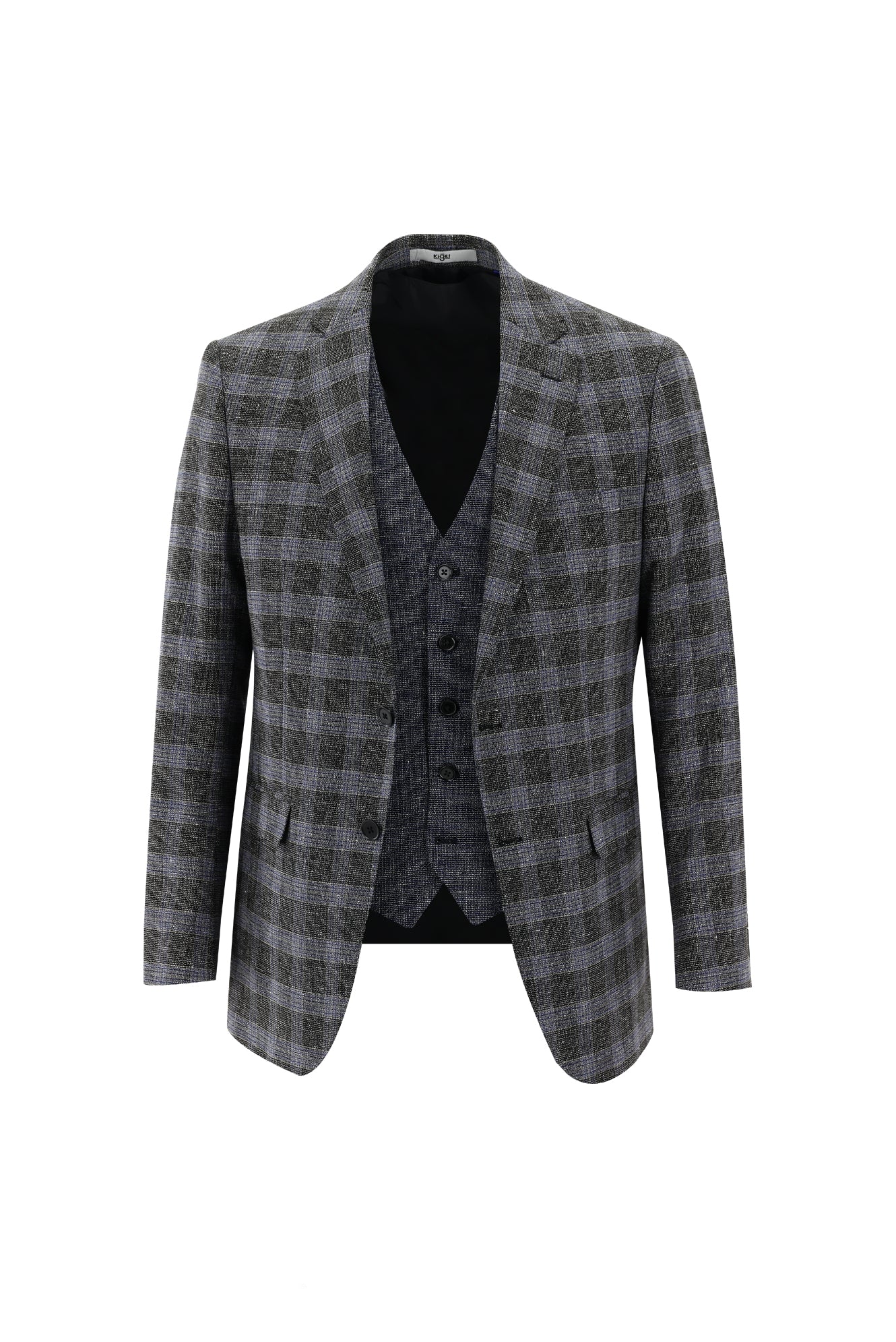 Siyah 6 Drop Regular Fit Standart Kesim Kombinli Yelekli Keten Takım Elbise - Image 2