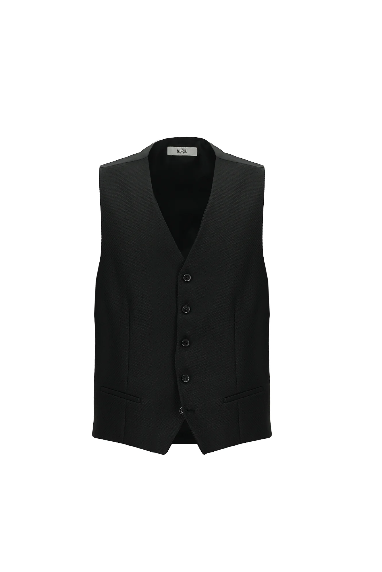 Siyah 6 Drop Regular Fit Standart Kesim Kombinli Yelekli Takım Elbise - Image 4