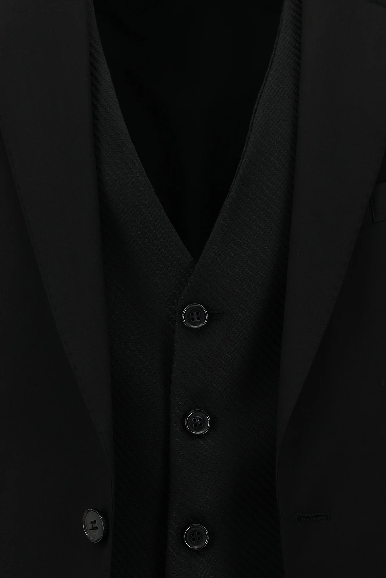 Siyah 6 Drop Regular Fit Standart Kesim Kombinli Yelekli Takım Elbise - Image 6