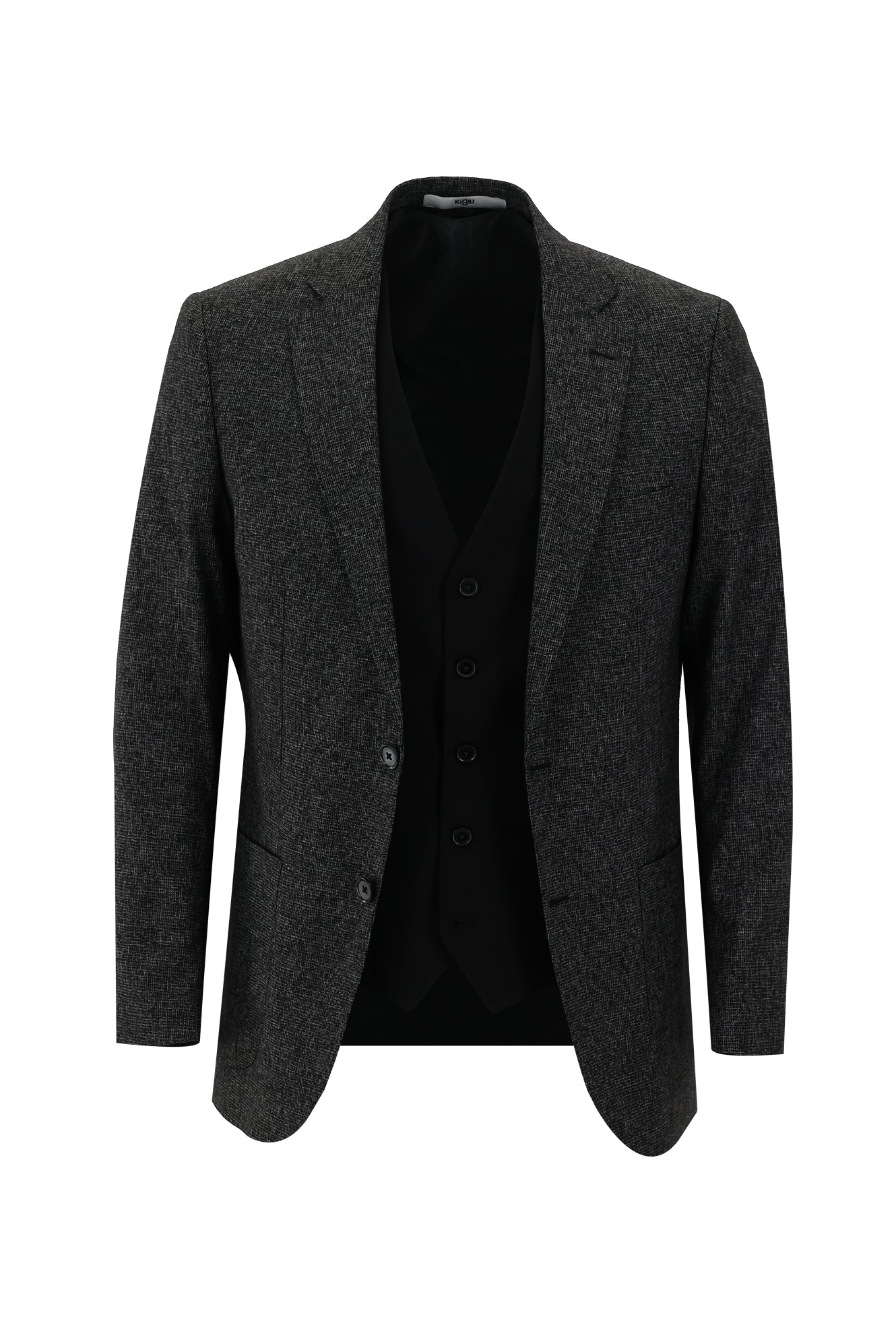 Siyah 6 Drop Regular Fit Standart Kesim Kombinli Yelekli Takım Elbise - Image 2