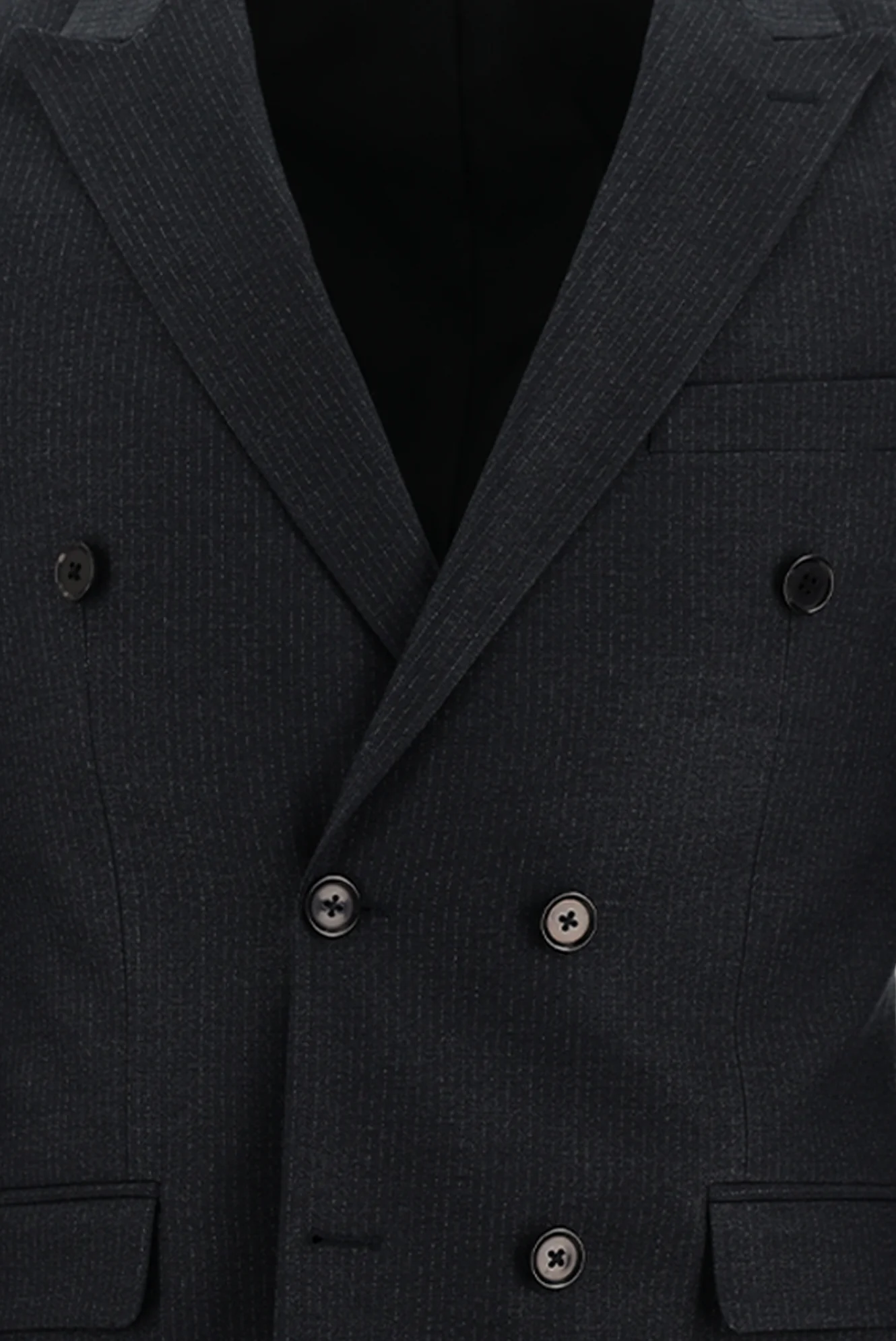 Siyah 6 Drop Regular Fit Standart Kesim Kruvaze Beli Lastikli İpli Çizgili Takım Elbise - Image 4