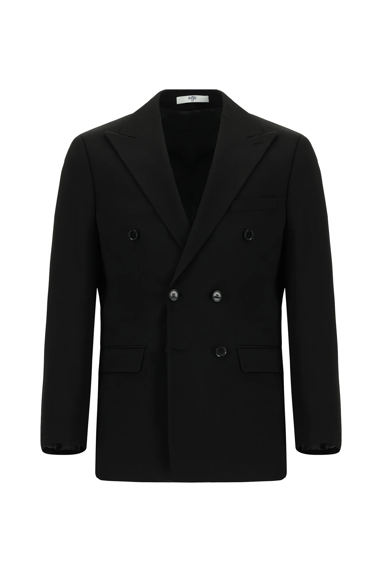Siyah 6 Drop Regular Fit Standart Kesim Kruvaze Takım Elbise - Image 2