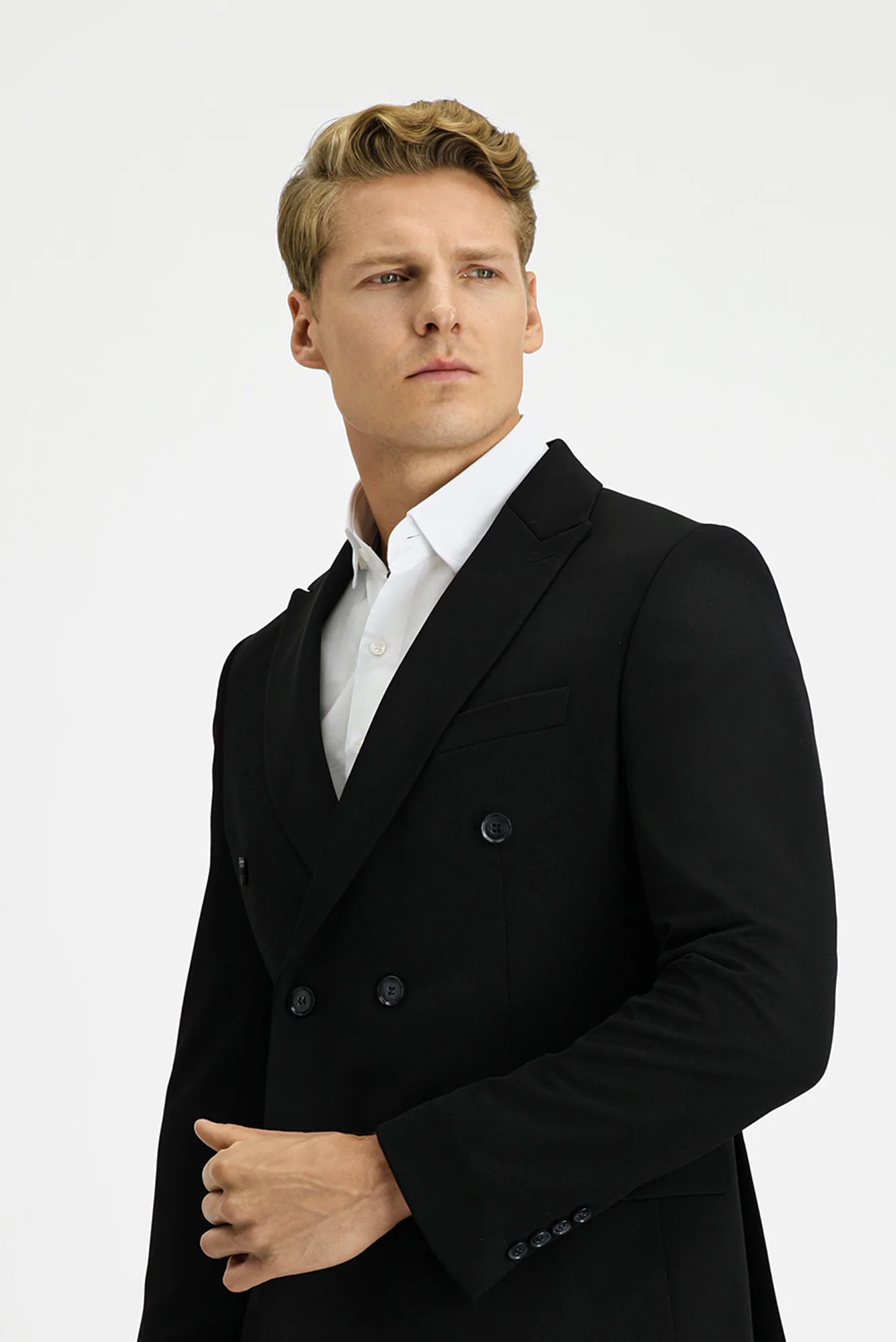 Siyah 6 Drop Regular Fit Standart Kesim Mevsimlik Kruvaze Takım Elbise - Image 4