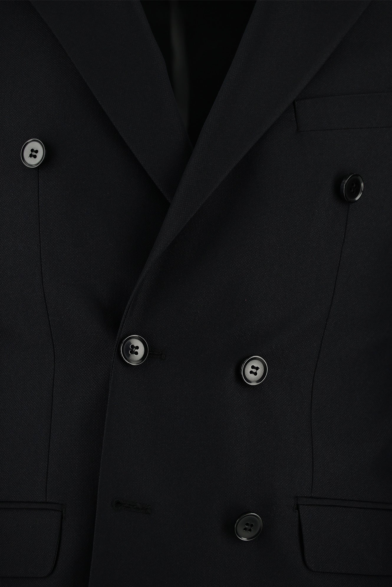 Siyah 6 Drop Regular Fit Standart Kesim Kruvaze Takım Elbise - Image 4
