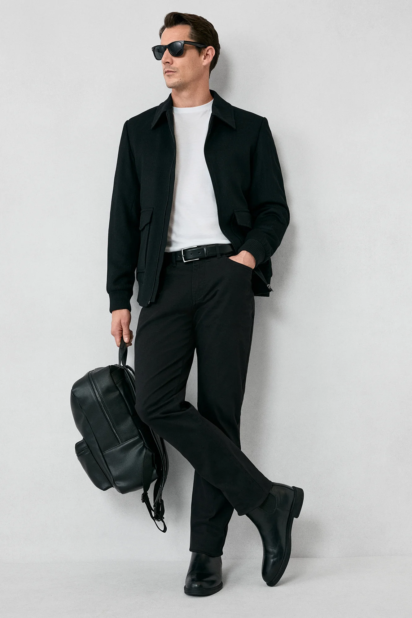 Siyah Slim Fit Dar Kesim Likralı Esnek Kanvas / Chino Pantolon