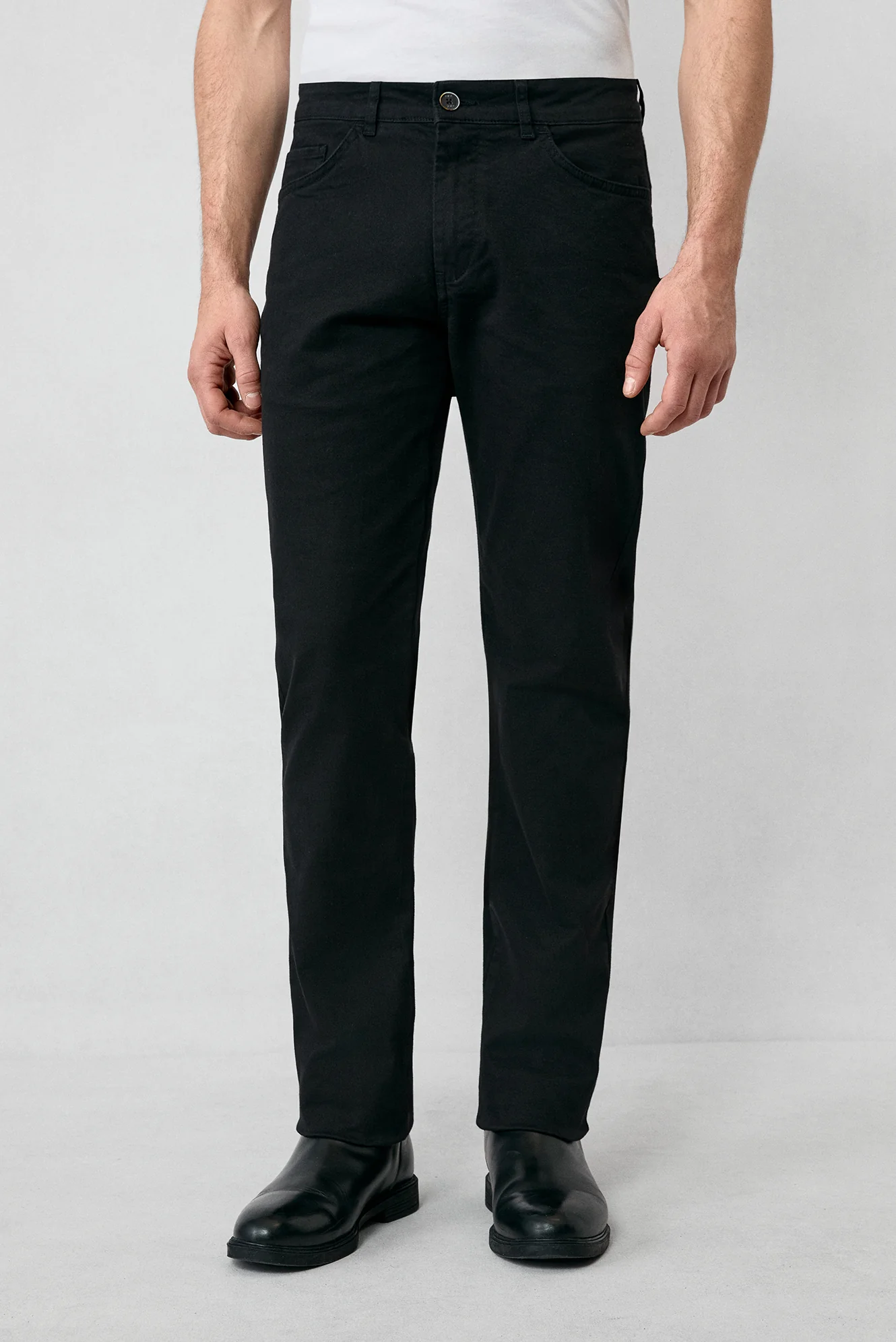 Siyah Slim Fit Dar Kesim Likralı Esnek Kanvas / Chino Pantolon - Image 2