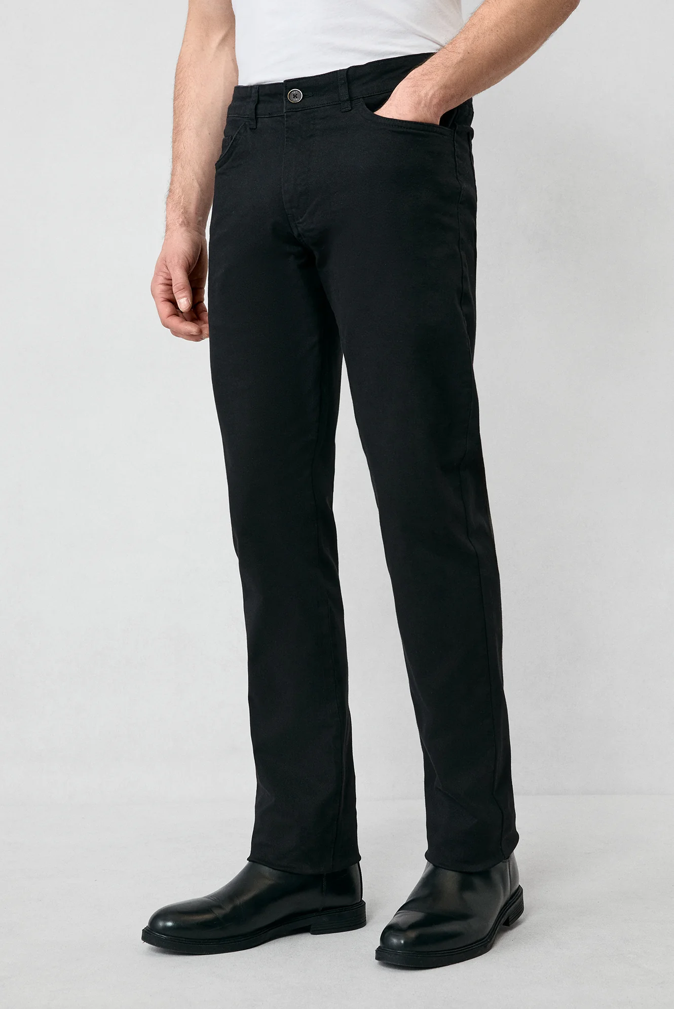 Siyah Slim Fit Dar Kesim Likralı Esnek Kanvas / Chino Pantolon - Image 3