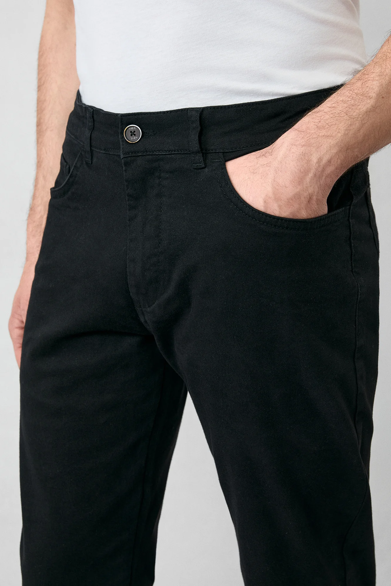Siyah Slim Fit Dar Kesim Likralı Esnek Kanvas / Chino Pantolon - Image 6