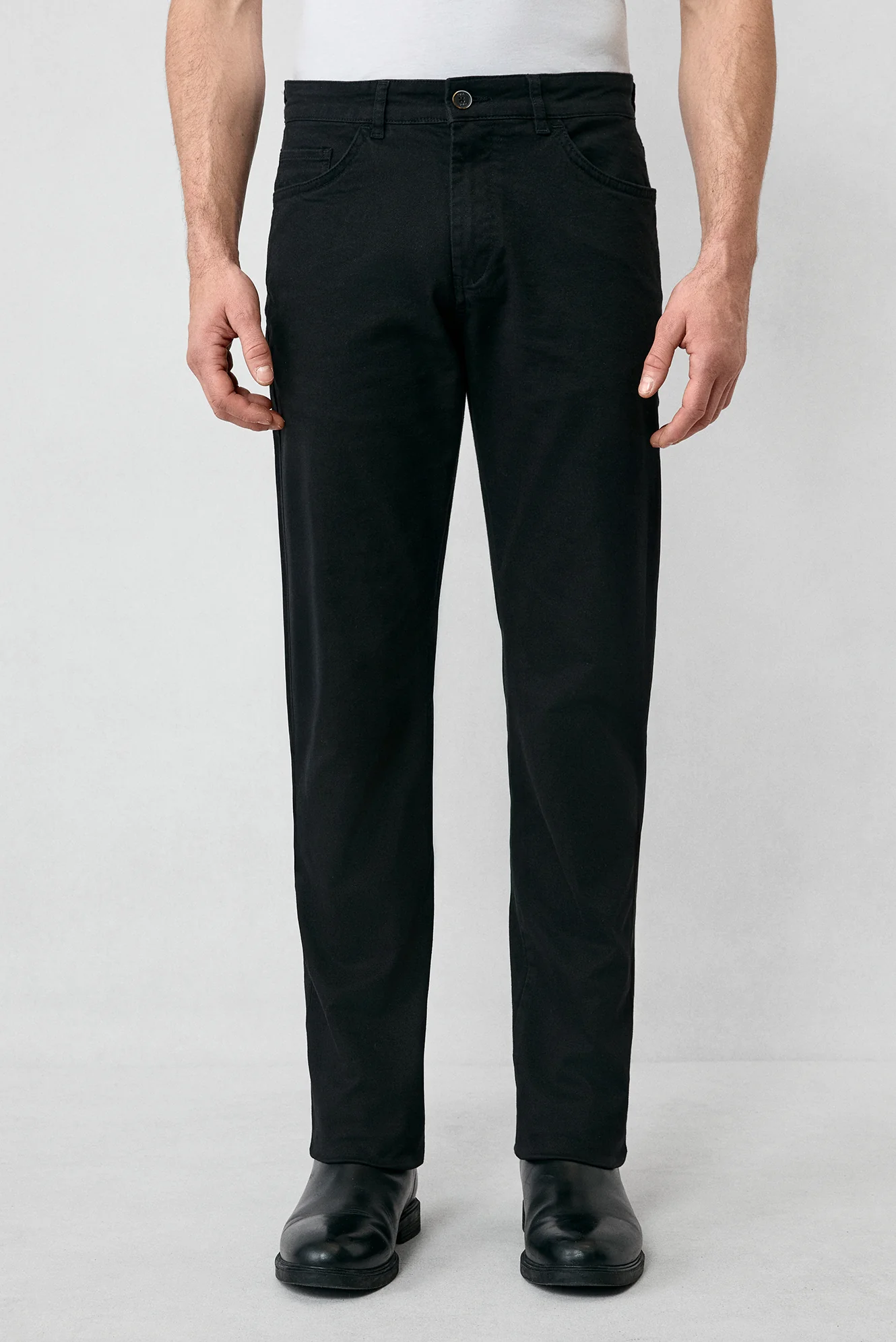 Siyah Regular Fit Standart Kesim Likralı Esnek Kanvas / Chino Pantolon - Image 7