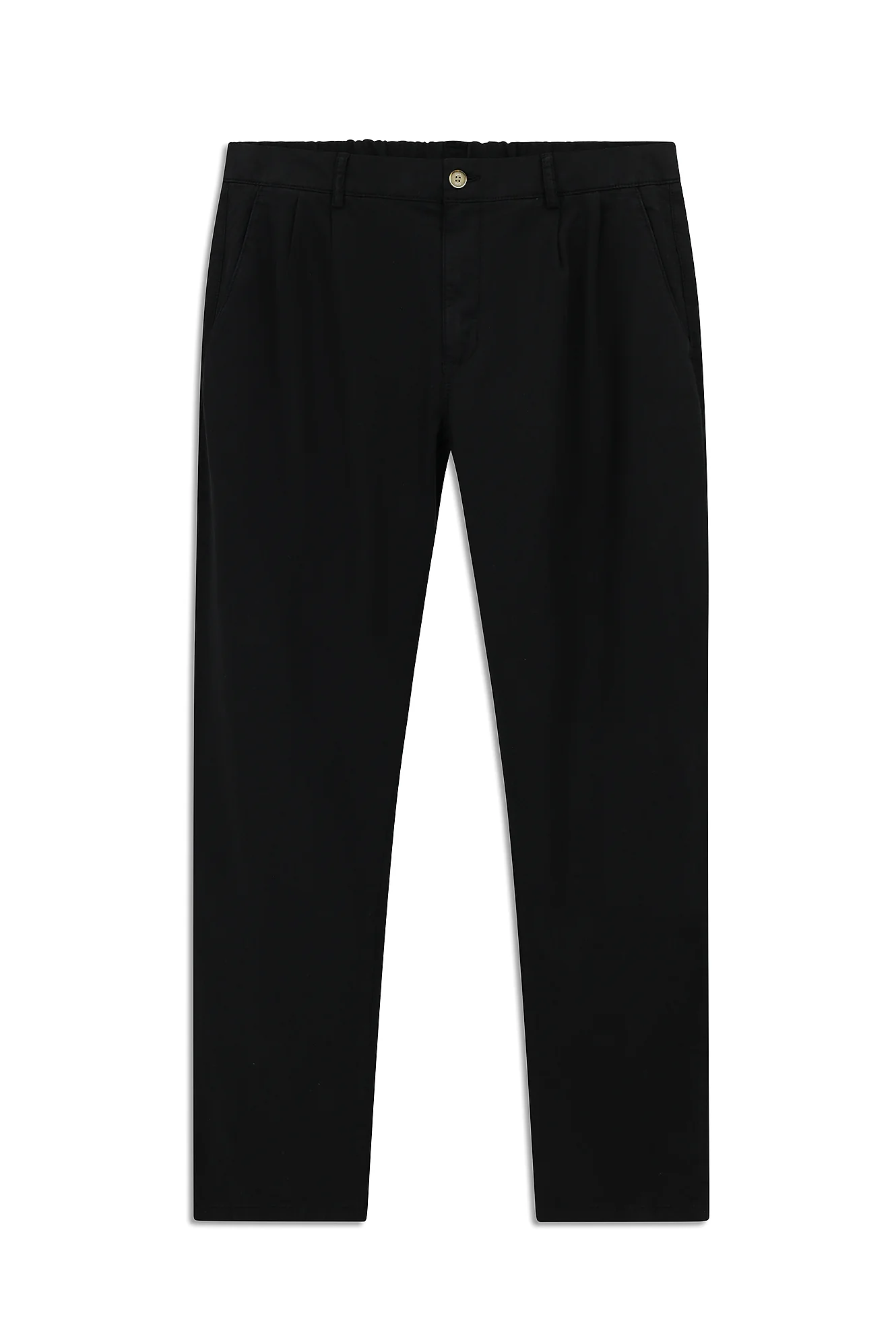 Siyah Regular Fit Standart Kesim Likralı Beli Lastikli İpli Pileli Pantolon - Image 7