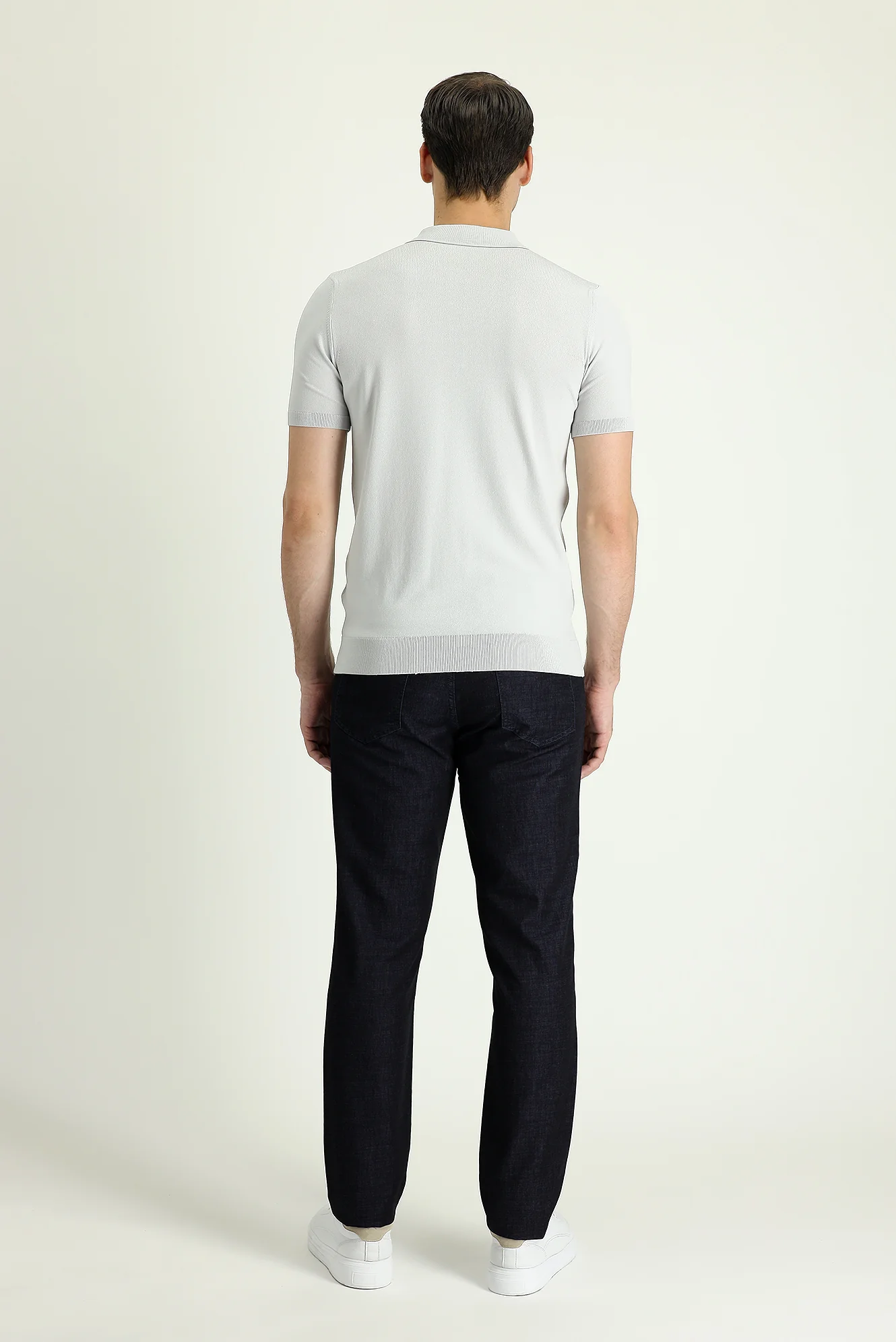 Siyah Regular Fit Standart Kesim Likralı Denim Look Pantolon - Image 3