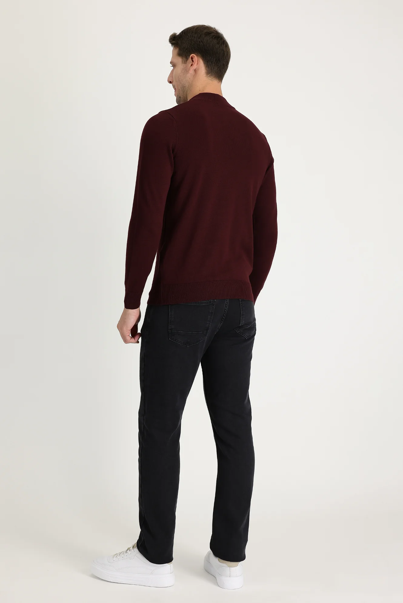Siyah Regular Fit Standart Kesim Likralı Denim Pantolon - Image 3