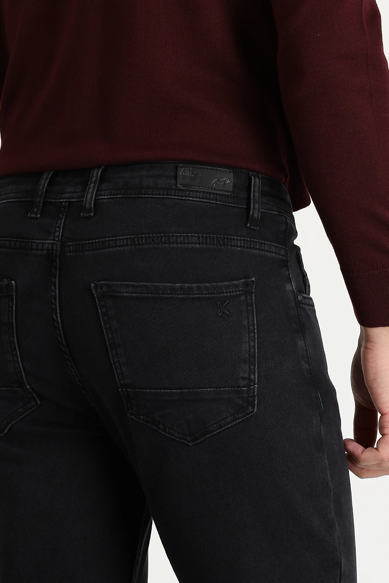 Siyah Regular Fit Standart Kesim Likralı Denim Pantolon - Image 4