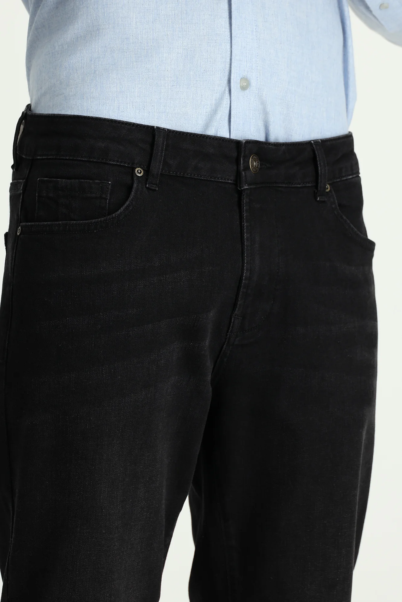 Siyah Regular Fit Standart Kesim Likralı Denim Pantolon - Image 3