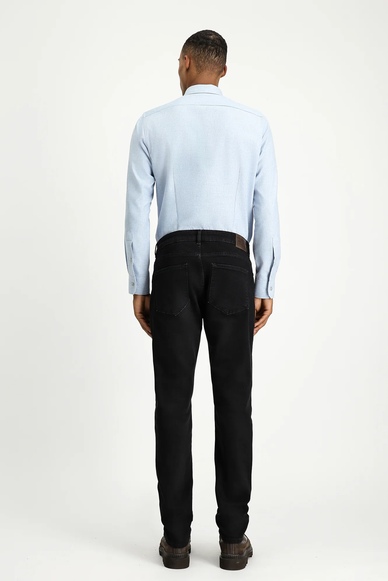 Siyah Regular Fit Standart Kesim Likralı Denim Pantolon - Image 4