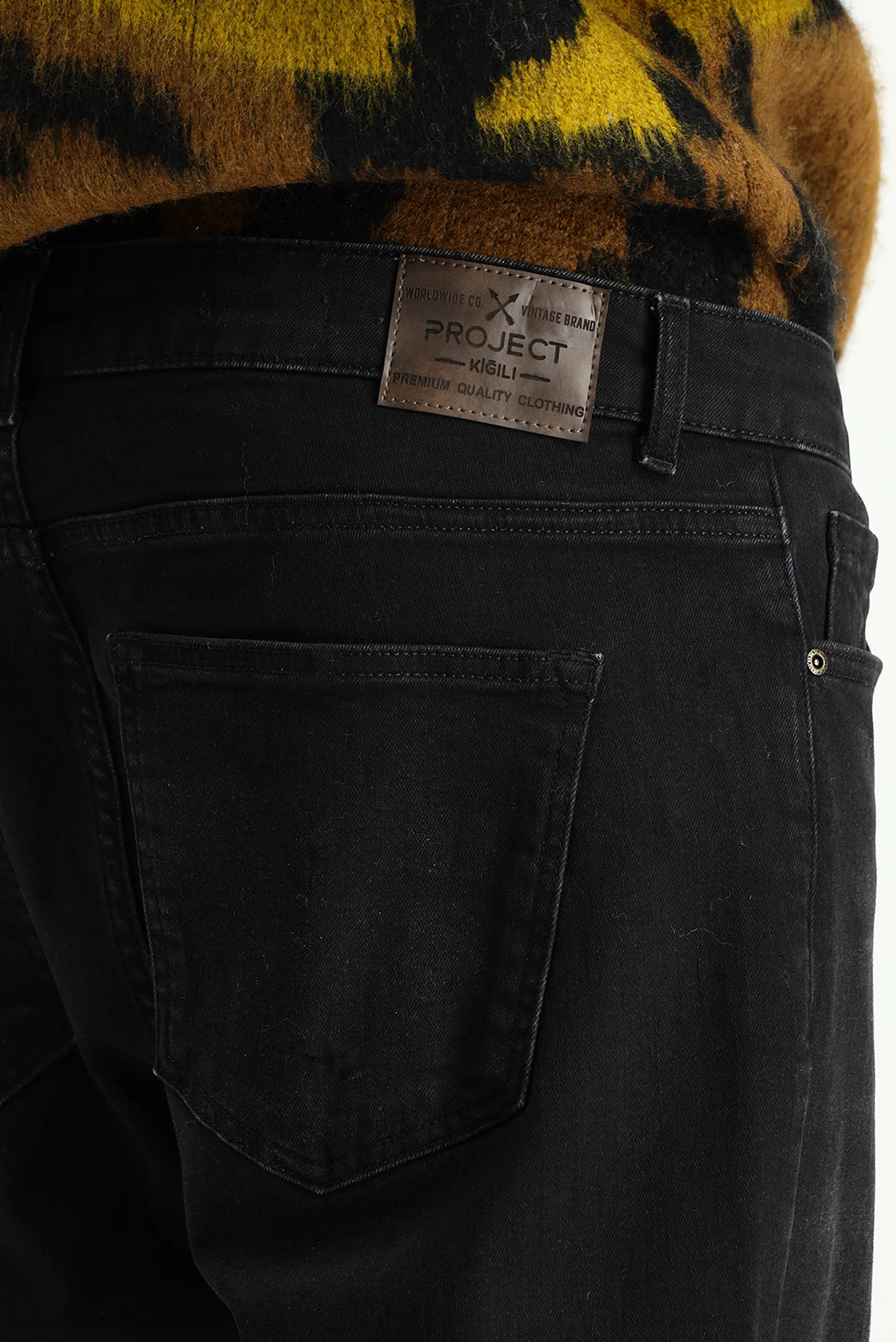 Siyah Regular Fit Standart Kesim Likralı Denim Pantolon - Image 7