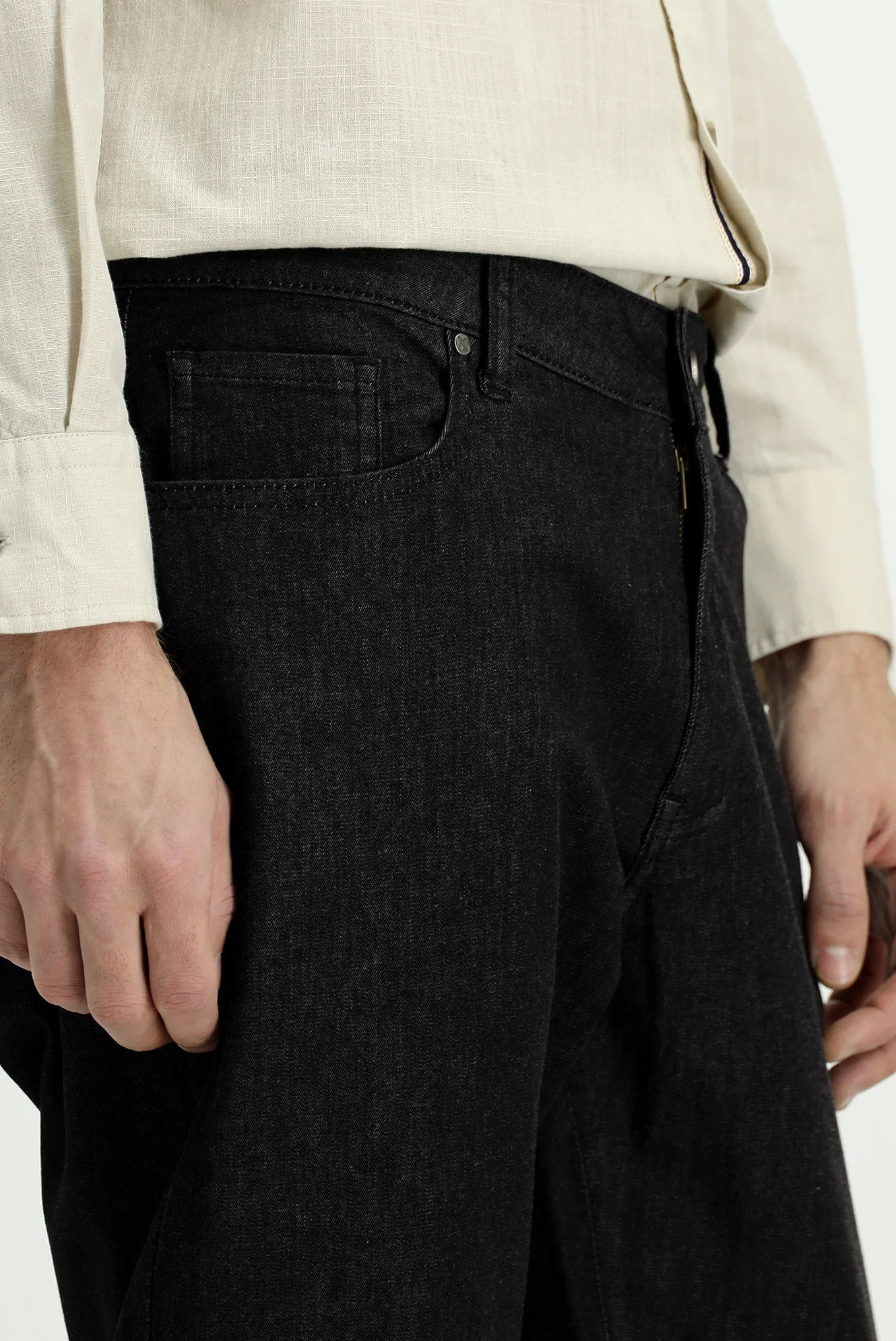 Siyah Regular Fit Standart Kesim Likralı Denim Pantolon - Image 5