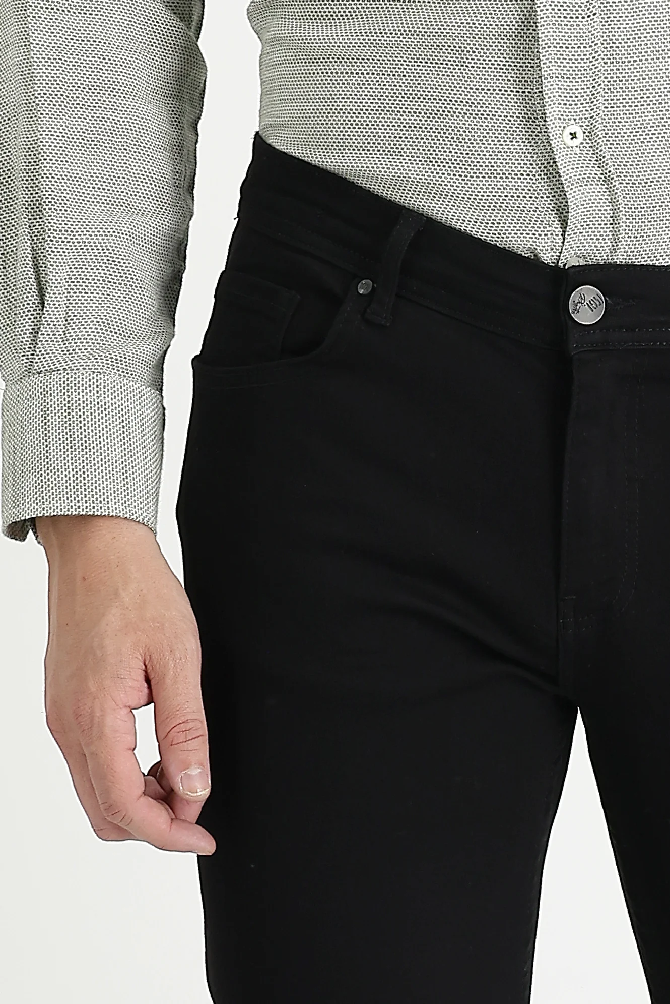 Siyah Regular Fit Standart Kesim Likralı Denim Pantolon - Image 2