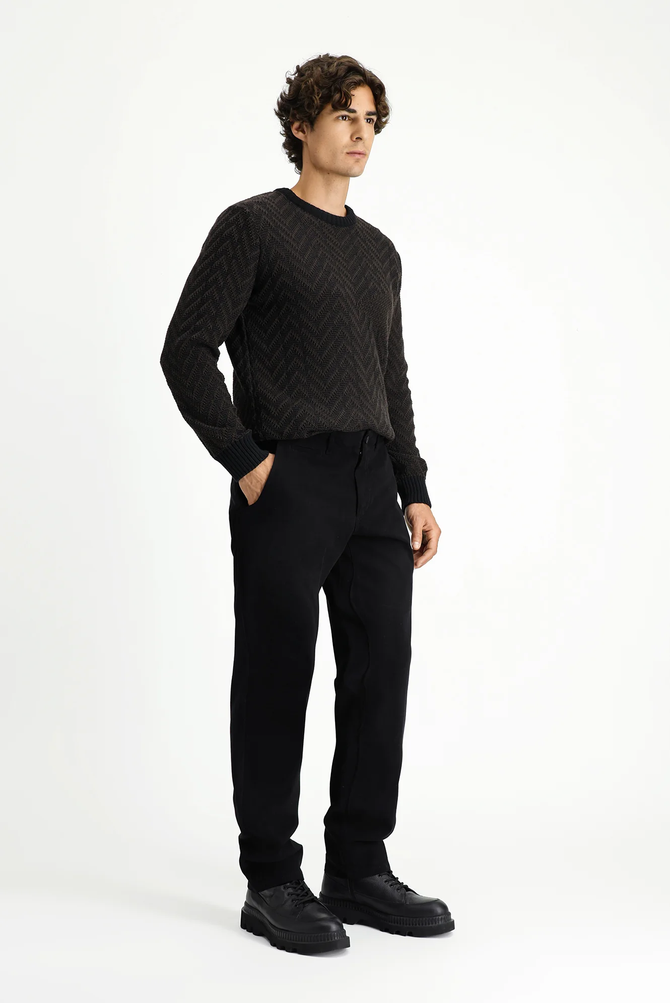 Siyah Regular Fit Standart Kesim Likralı Kanvas / Chino Pantolon - Image 3