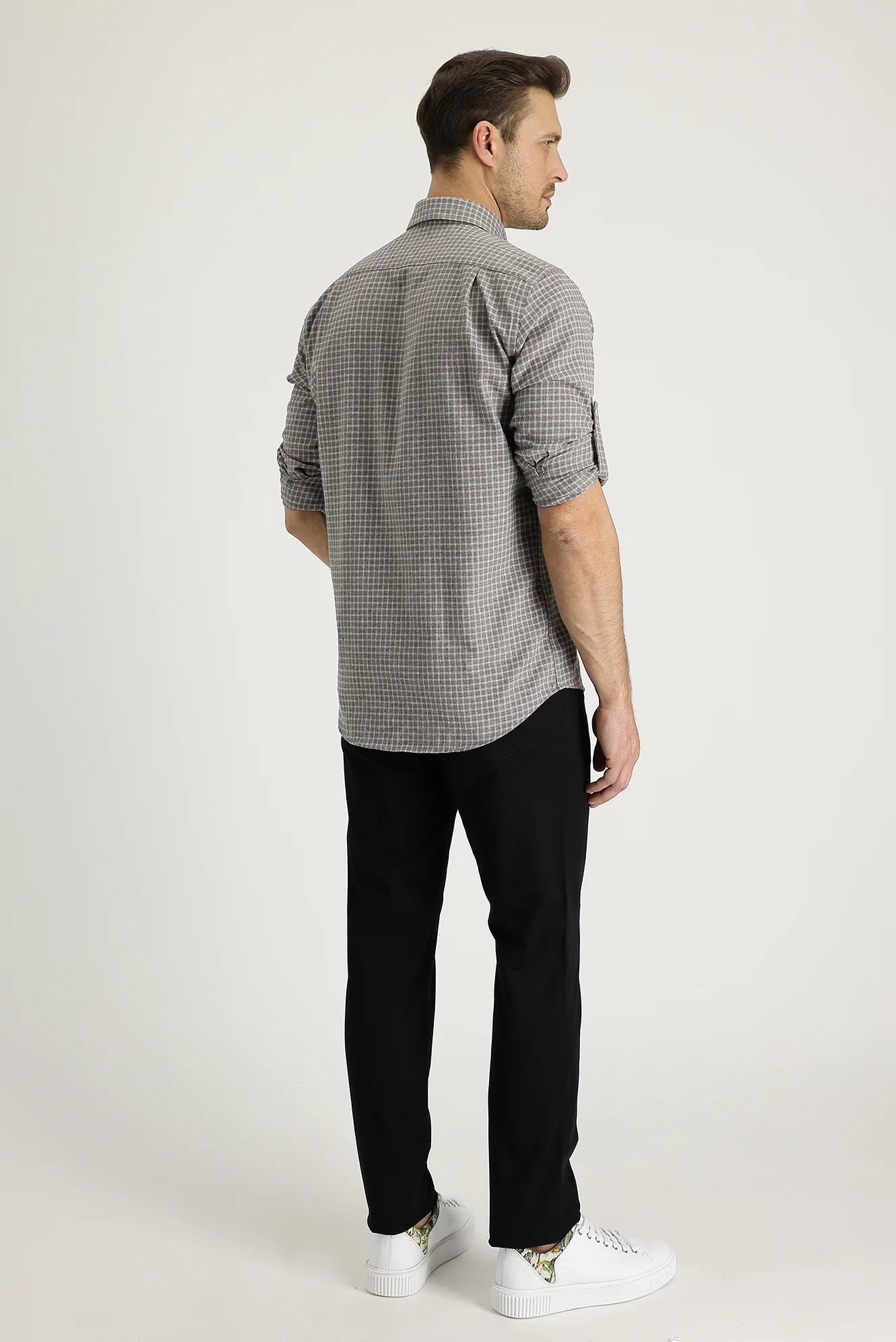 Siyah Regular Fit Standart Kesim Likralı Kanvas / Chino Pantolon - Image 3