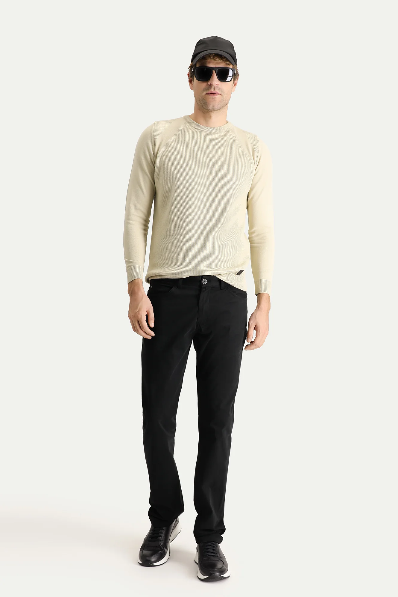 Siyah Regular Fit Standart Kesim Likralı Kanvas / Chino Pantolon